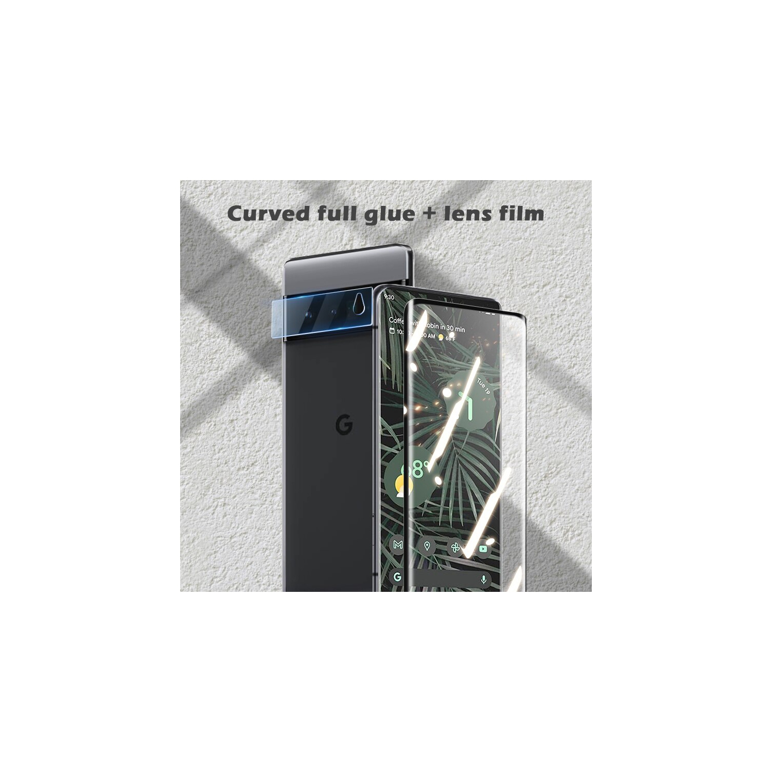 Google Pixel 6 Pro Premium 3D FULL Glue Protecteur d'écran en verre trempé à couverture complète + Protecteur d'objectif