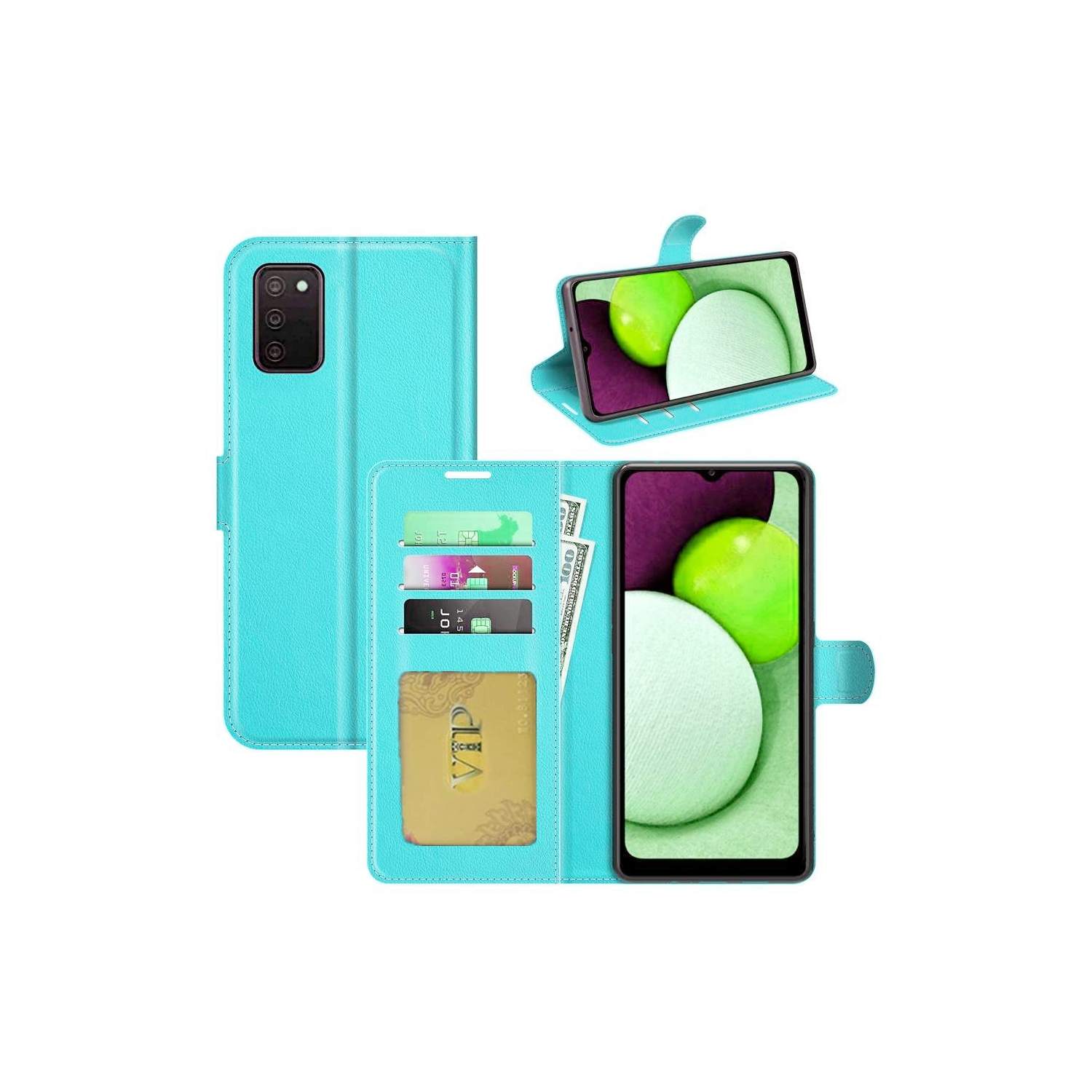 [CS] Samsung Galaxy A03s (Canadian Version) Case, Magnetic Leather Folio Wallet Flip Case Cover with Card Slot, Teal