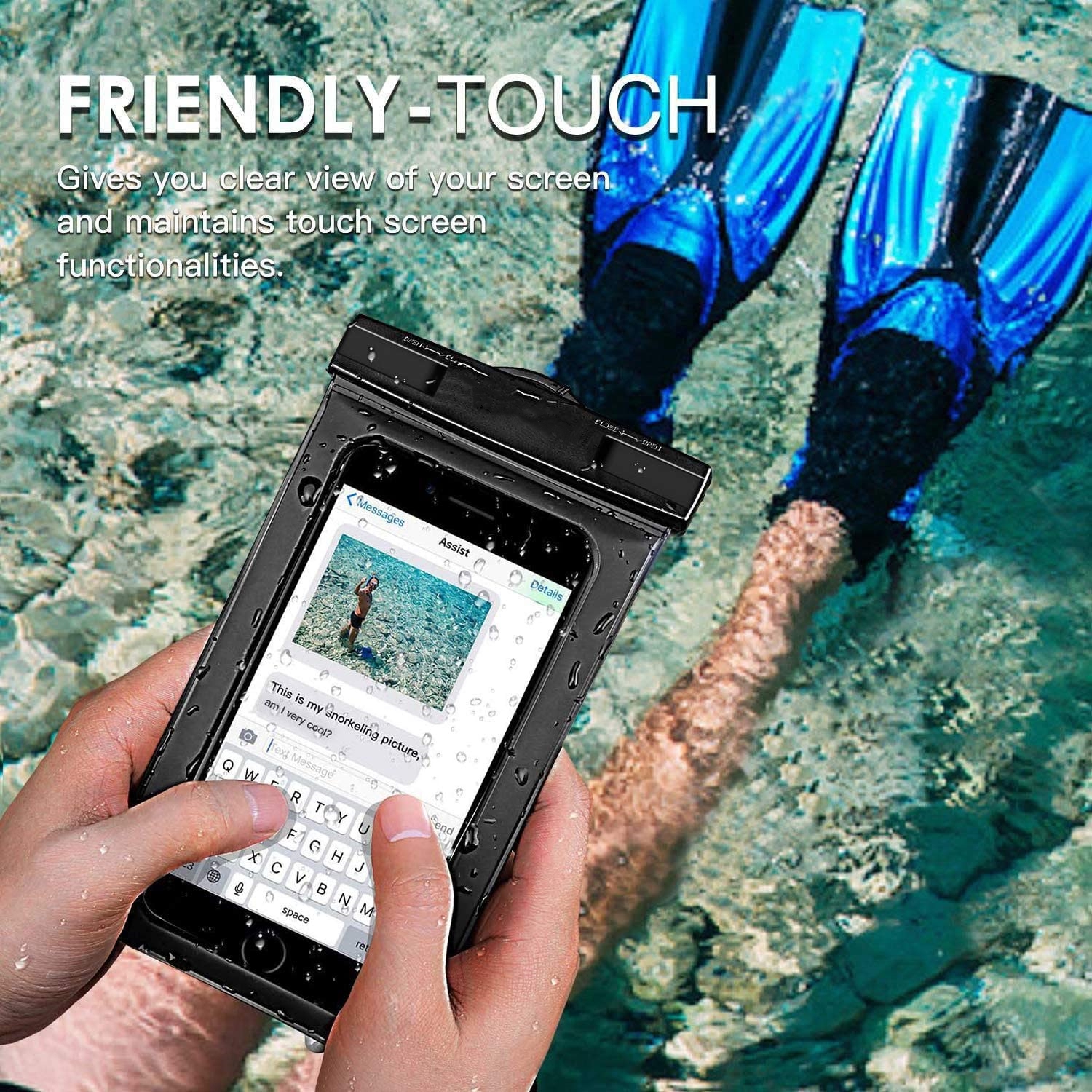 Universal Waterproof Underwater Dry Bag Pouch Case Swim Cover Fits for iPhone Samsung Cell Mobile Phones, Black