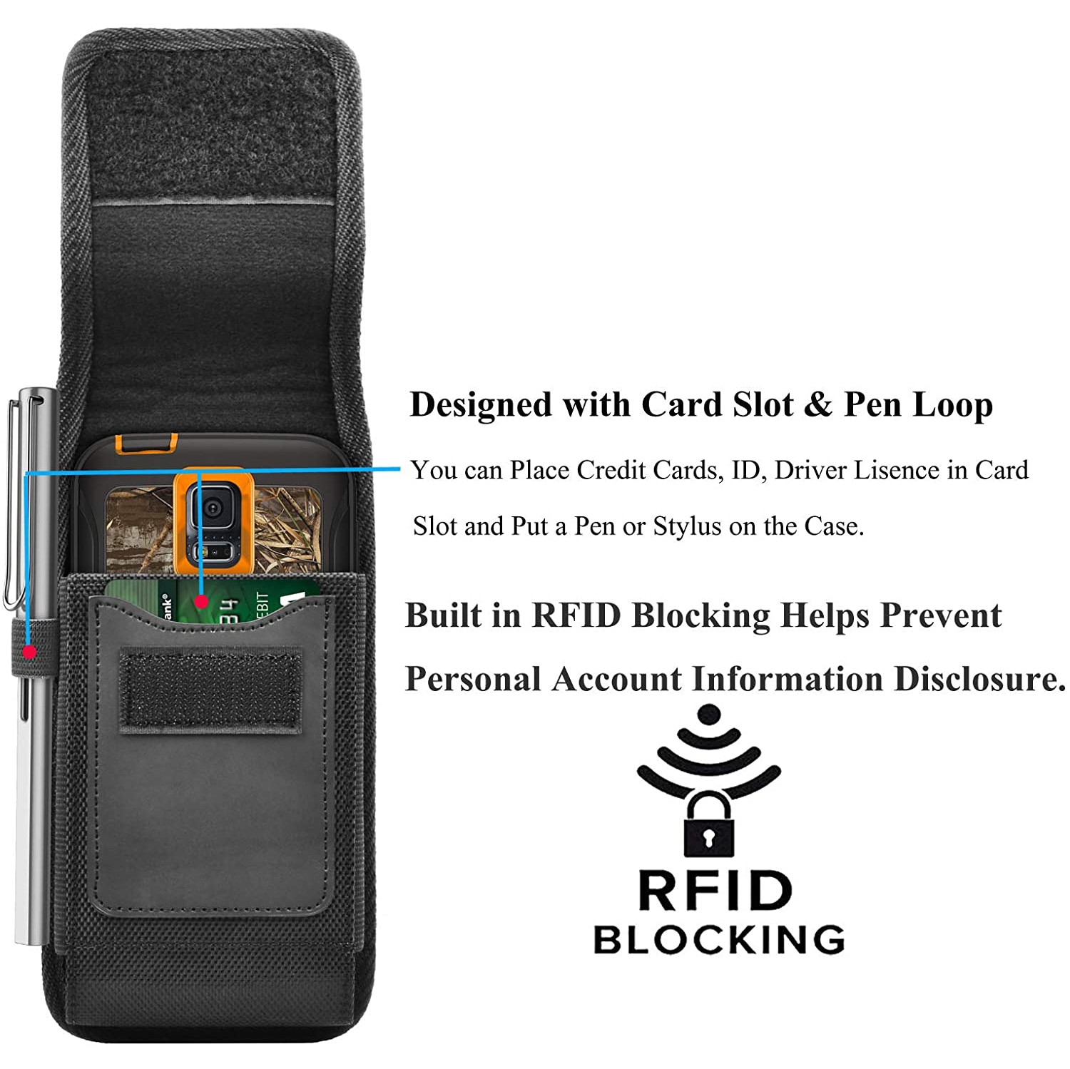 Universal Nylon Cell Moblie Phone Holster Pouch with Metal Clip Fits for iPhone Samsung Cell Mobile Phones