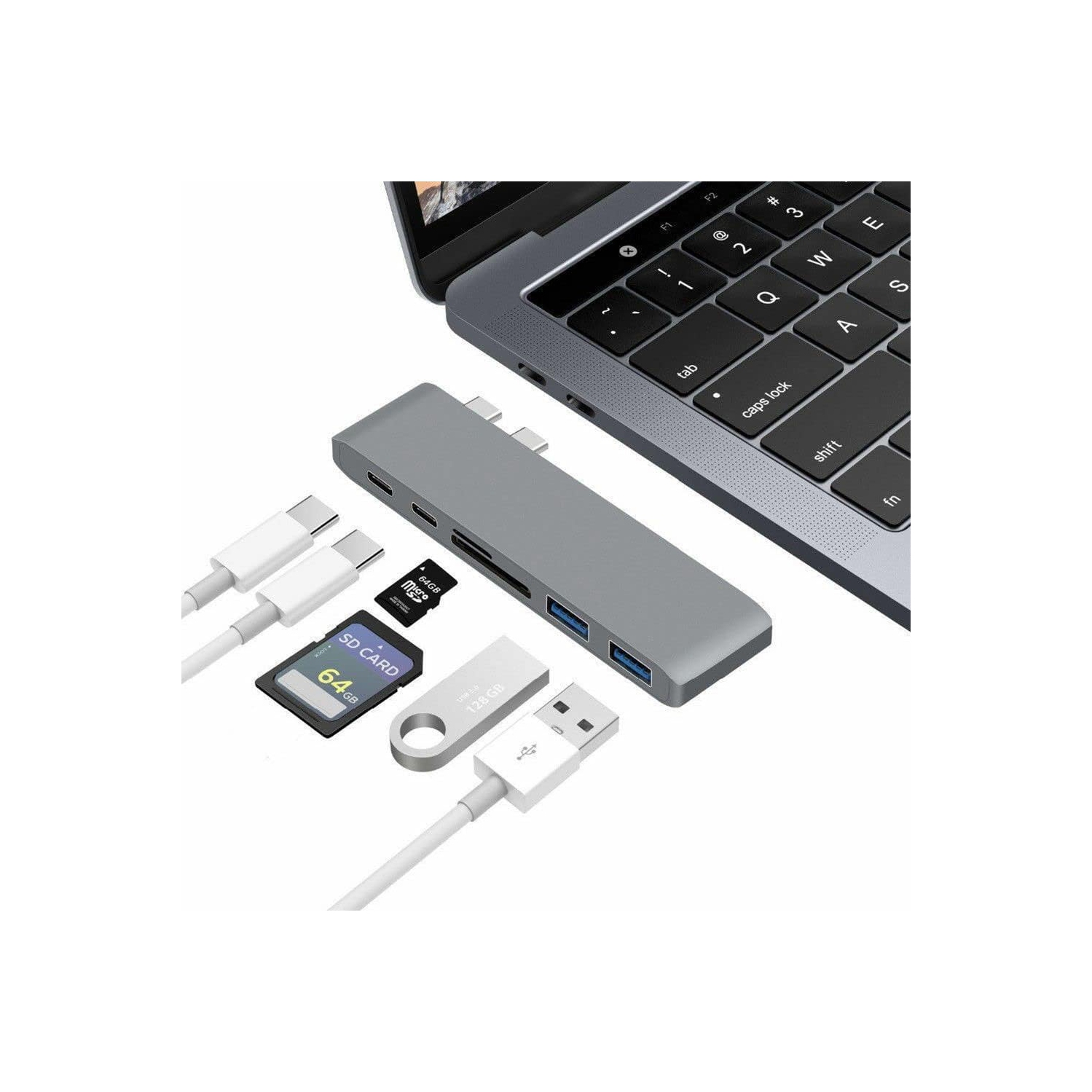 Concentrateur USB-C, adaptateur multiport 6-en-1 USB-C à 4K à 60HZ Hz HDMI, 3 ports USB 3,0, lecteur de cartes SD/TF, 100&nbsp;W PD, Designend pour
