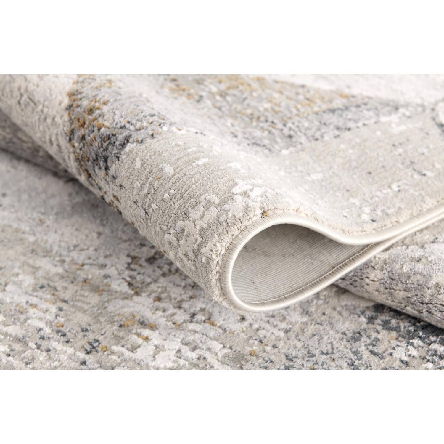 Tapis d'intérieur contemporain Zuni à motif géométrique gris/crème