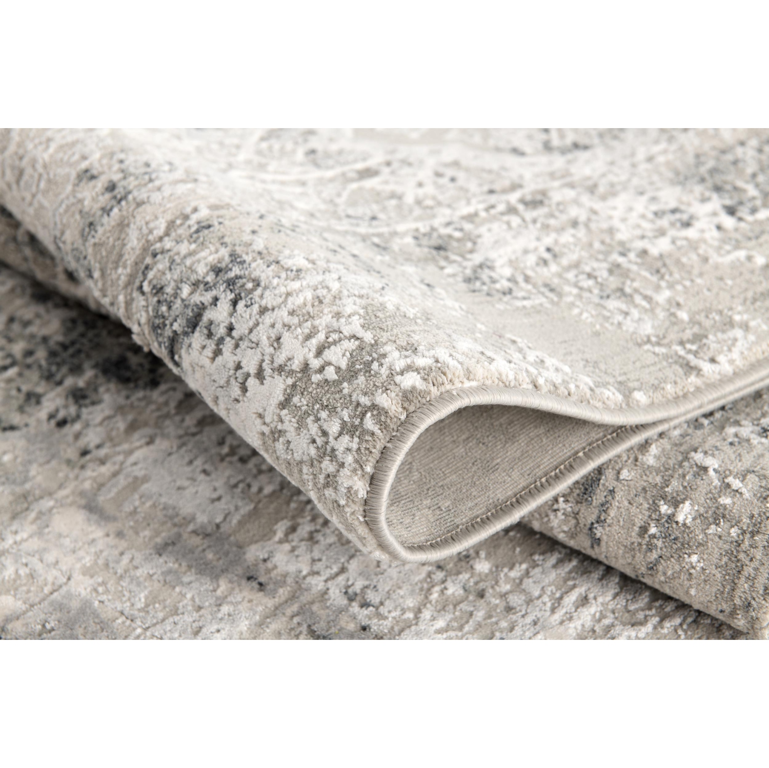 Tapis d'intérieur transitionnel à motif médaillon gris/beige branche