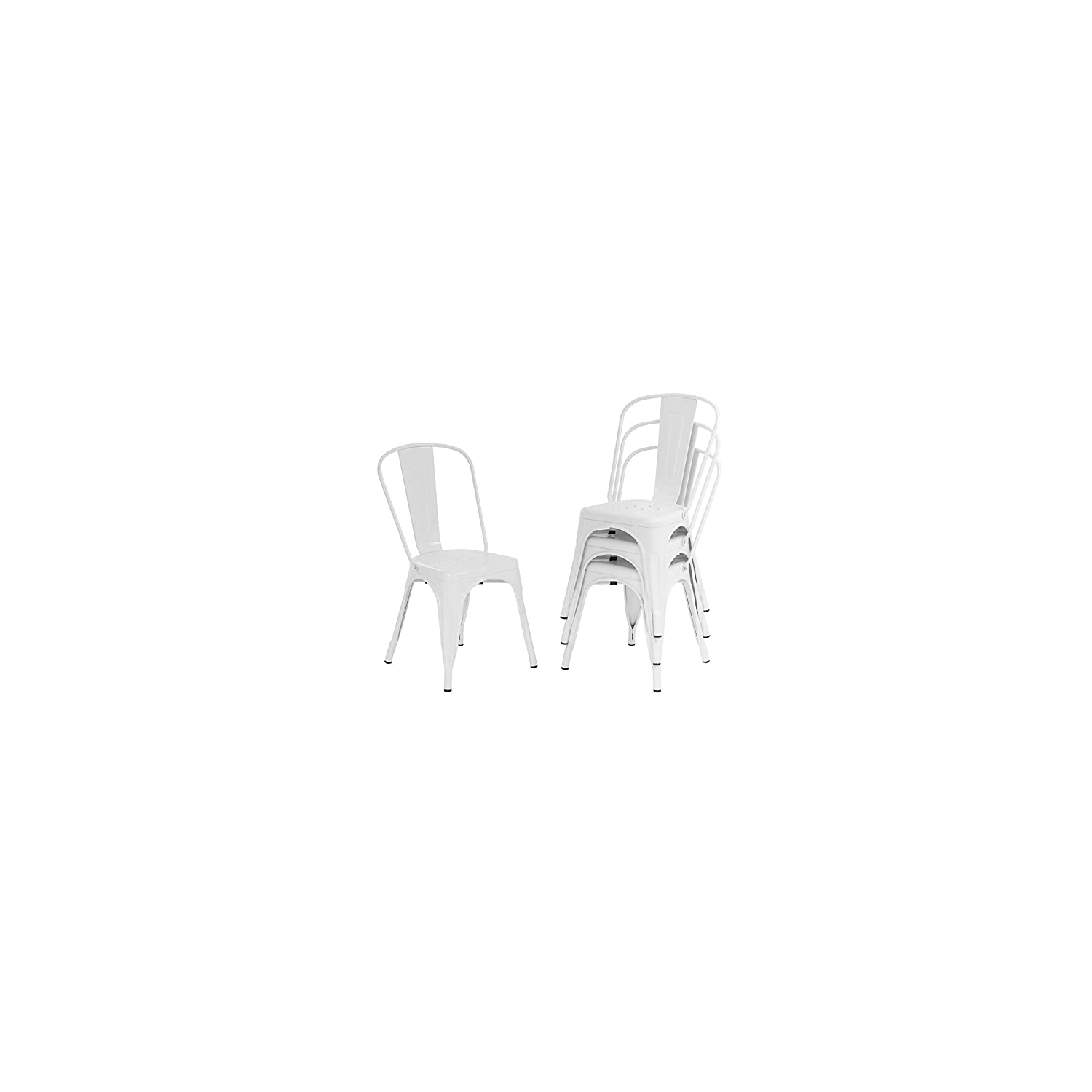 Metal Dining Chairs Set of 4 Indoor Outdoor Chairs Patio Chairs Kitchen Chairs 18 Inch Seat Height Metal Restaurant Chair Stackable Chair Tolix Side