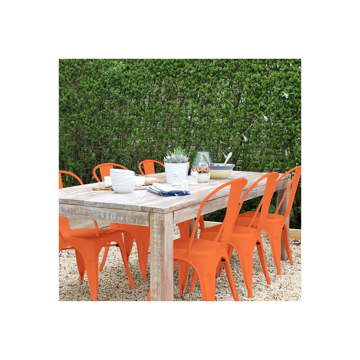 FDW Metal Dining Chairs Set of 4 Indoor Outdoor Chairs Patio Chairs Kitchen Metal Chairs 18 Inch Seat Height Restaurant Chair Metal Stackable Chair