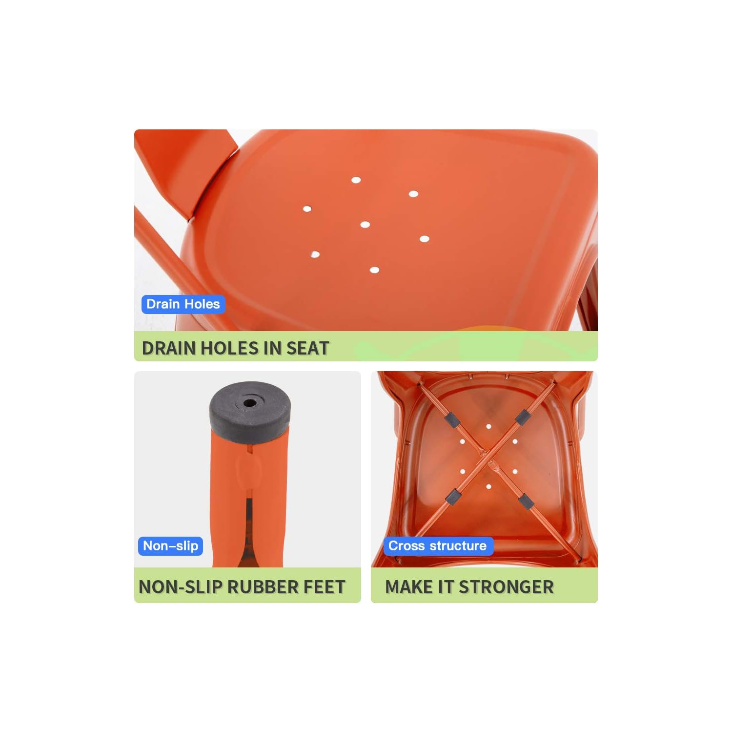 FDW Metal Dining Chairs Set of 4 Indoor Outdoor Chairs Patio Chairs Kitchen Metal Chairs 18 Inch Seat Height Restaurant Chair Metal Stackable Chair