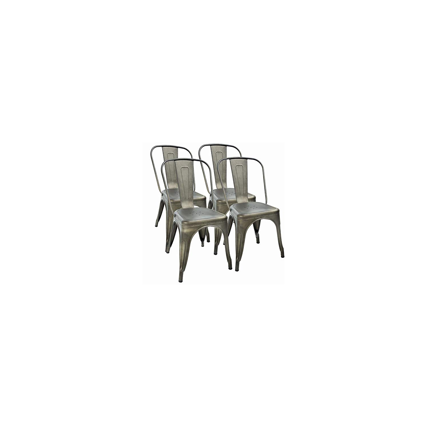 FDW Metal Dining Chairs Set of 4 Indoor Outdoor Chairs Patio Chairs Kitchen Metal Chairs 18 Inch Seat Height Restaurant Chair Metal Stackable Chair