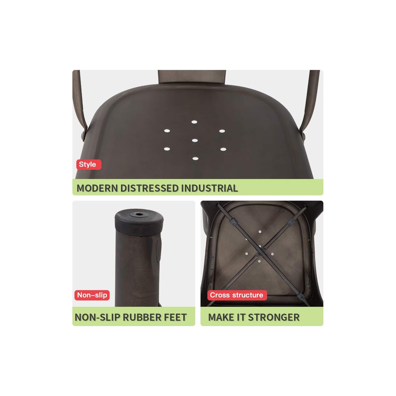 FDW Metal Dining Chairs Set of 4 Indoor Outdoor Chairs Patio Chairs Kitchen Metal Chairs 18 Inch Seat Height Restaurant Chair Metal Stackable Chair