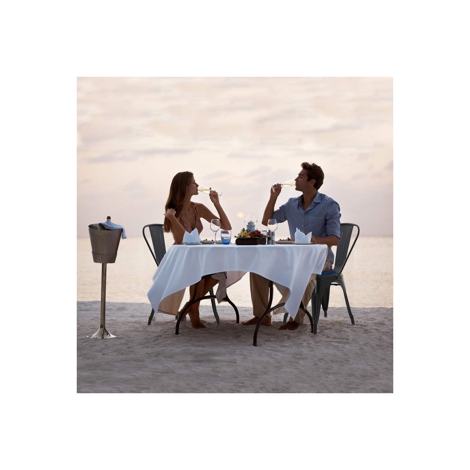 Chairs Metal Stackable Restaurant Dining Chair 18" Seat Height Bar Chairs Indoor/Outdoor Tolix Side Metal Kitchen Trattoria Chairs Set of 4