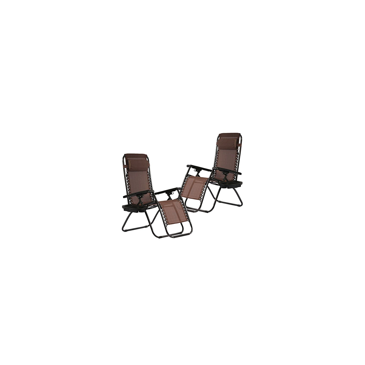 Zero Gravity Chairs Set of 2 with Pillow and Cup Holder Patio Outdoor Adjustable Dining Reclining Folding Chairs for Deck Patio Beach Yard