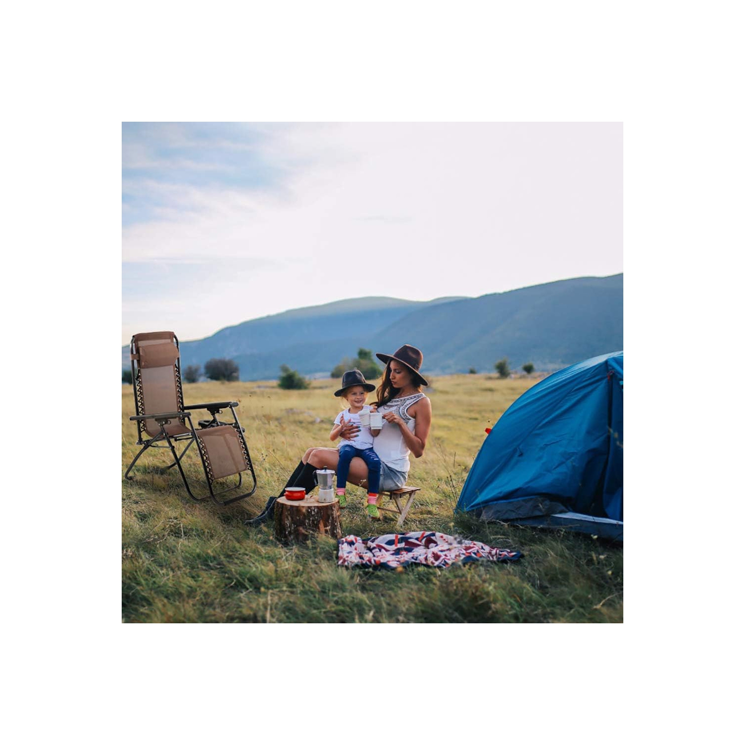 Zero Gravity Chairs Set of 2 with Pillow and Cup Holder Patio Outdoor Adjustable Dining Reclining Folding Chairs for Deck Patio Beach Yard