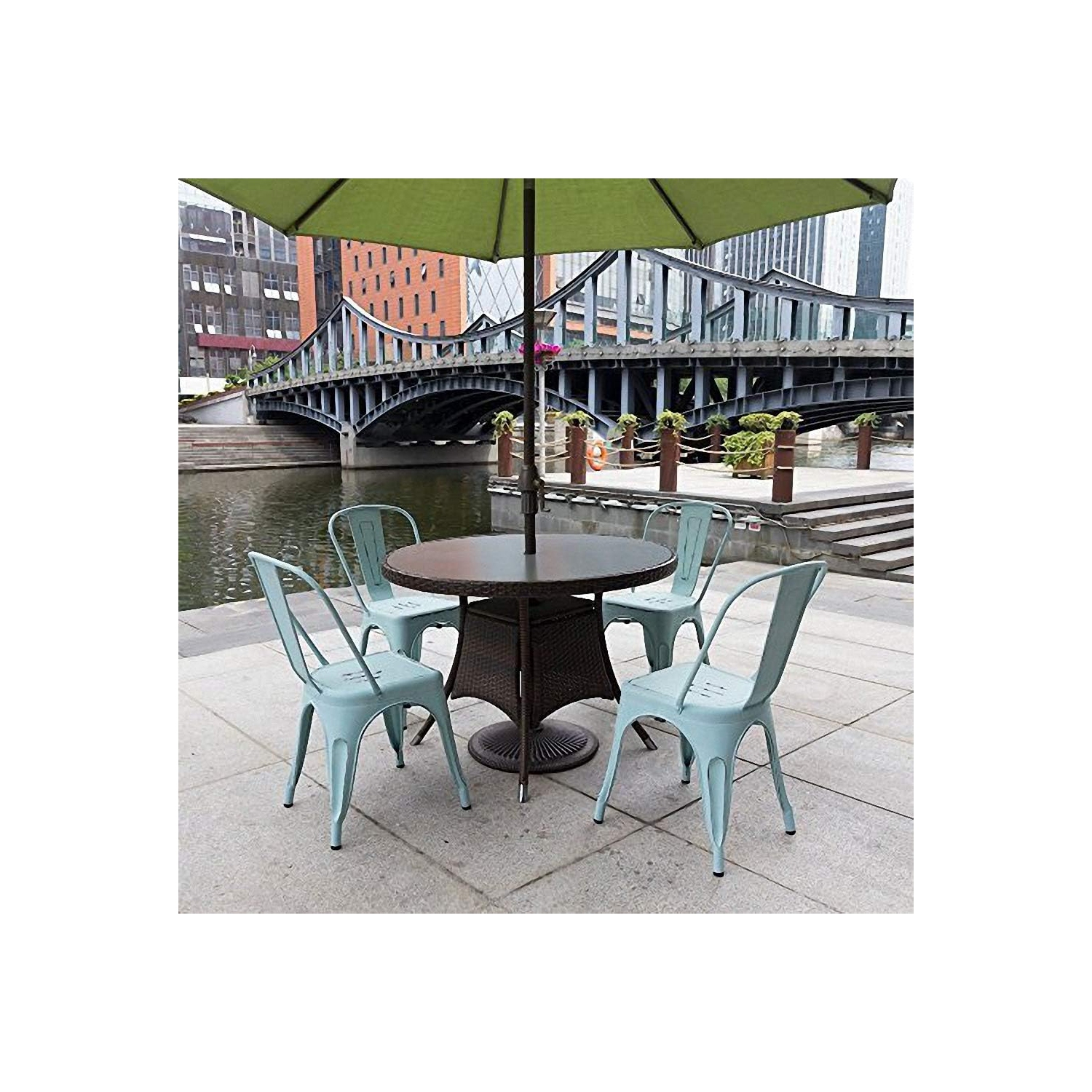 FDW Metal Dining Chairs Set of 4 Indoor Outdoor Chairs Patio Chairs Kitchen Metal Chairs 18 Inch Seat Height Restaurant Chair Metal Stackable Chair