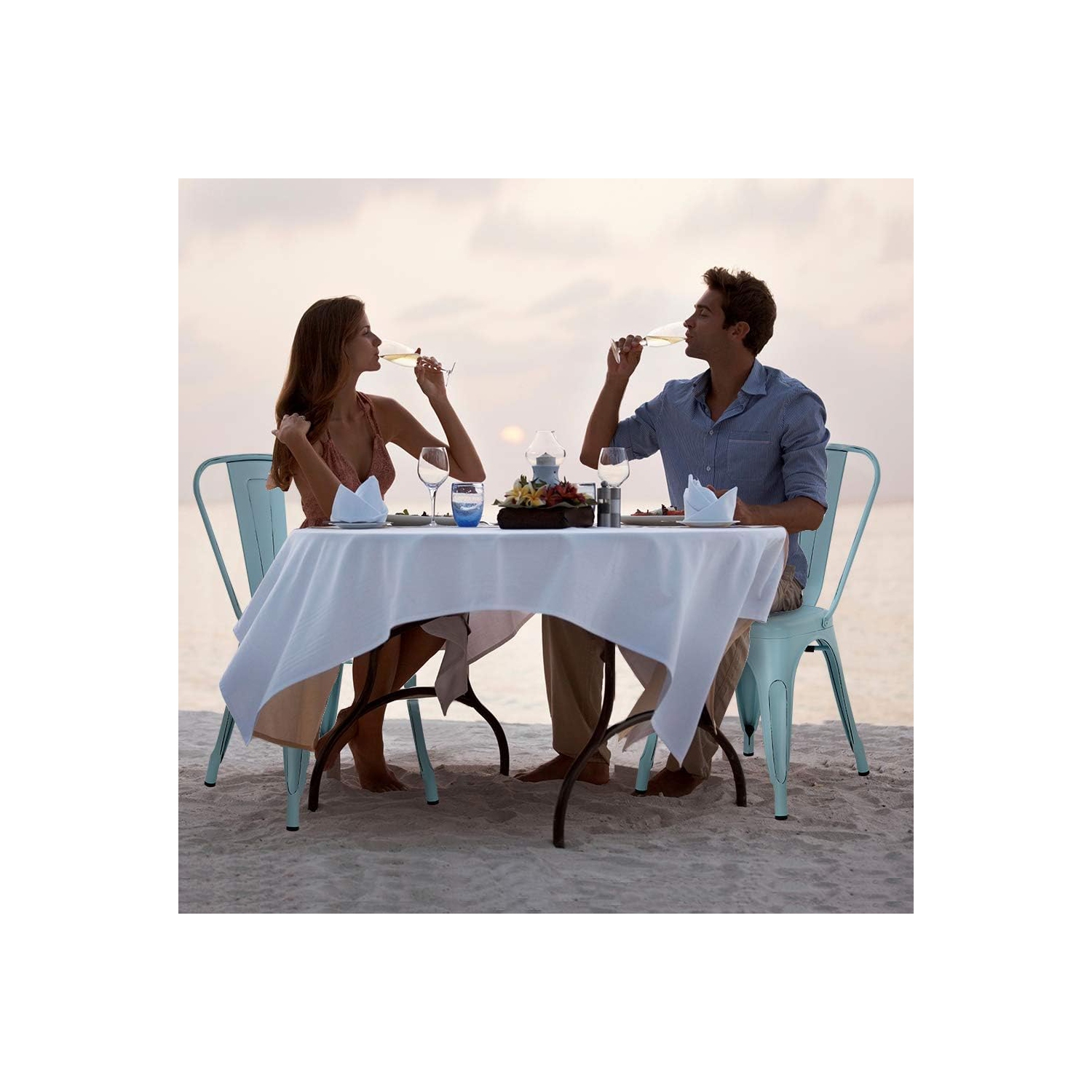 FDW Metal Dining Chairs Set of 4 Indoor Outdoor Chairs Patio Chairs Kitchen Metal Chairs 18 Inch Seat Height Restaurant Chair Metal Stackable Chair