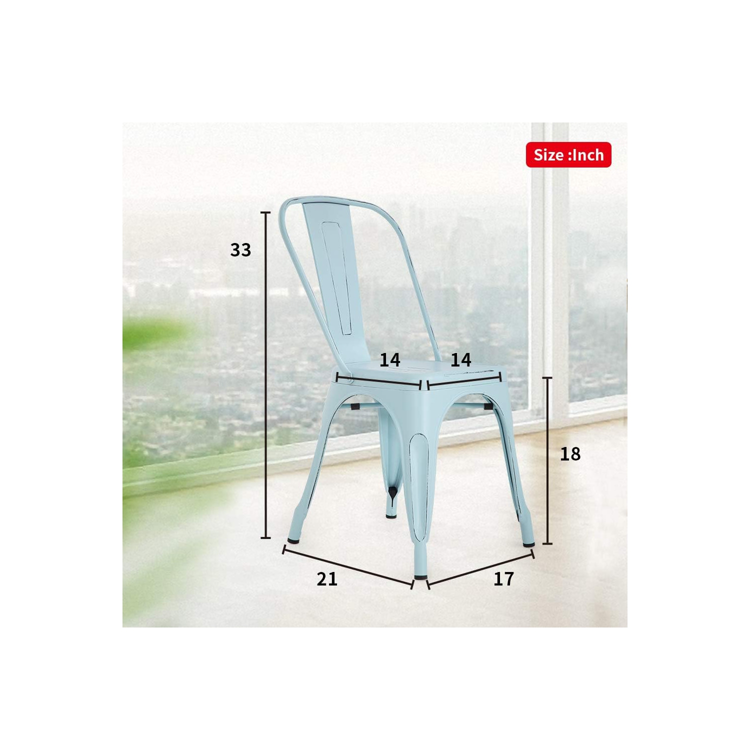 FDW Metal Dining Chairs Set of 4 Indoor Outdoor Chairs Patio Chairs Kitchen Metal Chairs 18 Inch Seat Height Restaurant Chair Metal Stackable Chair