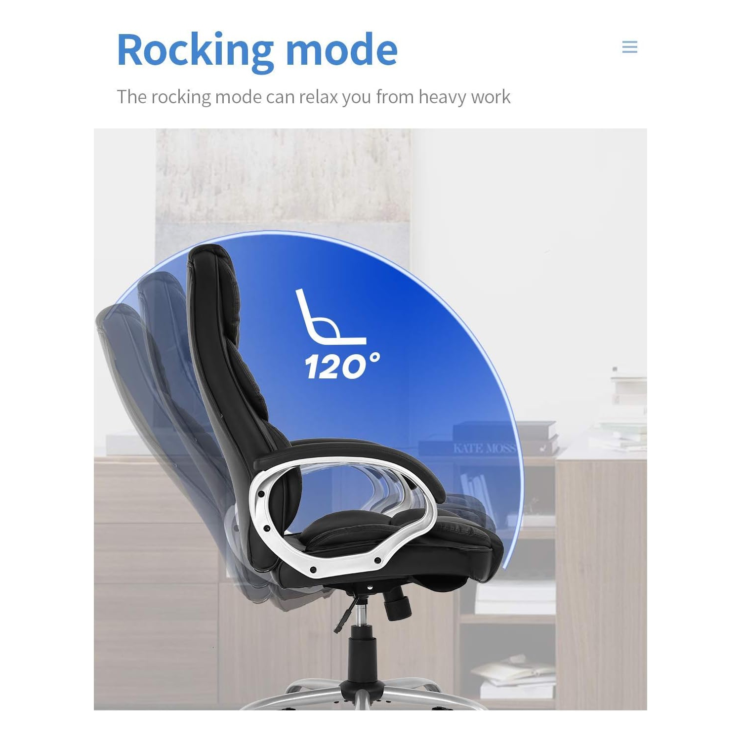 Office Chair Computer High Back Adjustable Ergonomic Desk Chair Executive PU Leather Swivel Task Chair with Armrests Lumbar Support