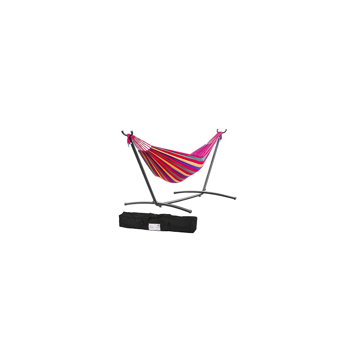 FDW – supports doubles pour hamac, support portatif en acier robuste pour patio extérieur ou intérieur avec sac de transport portatif, rouge
