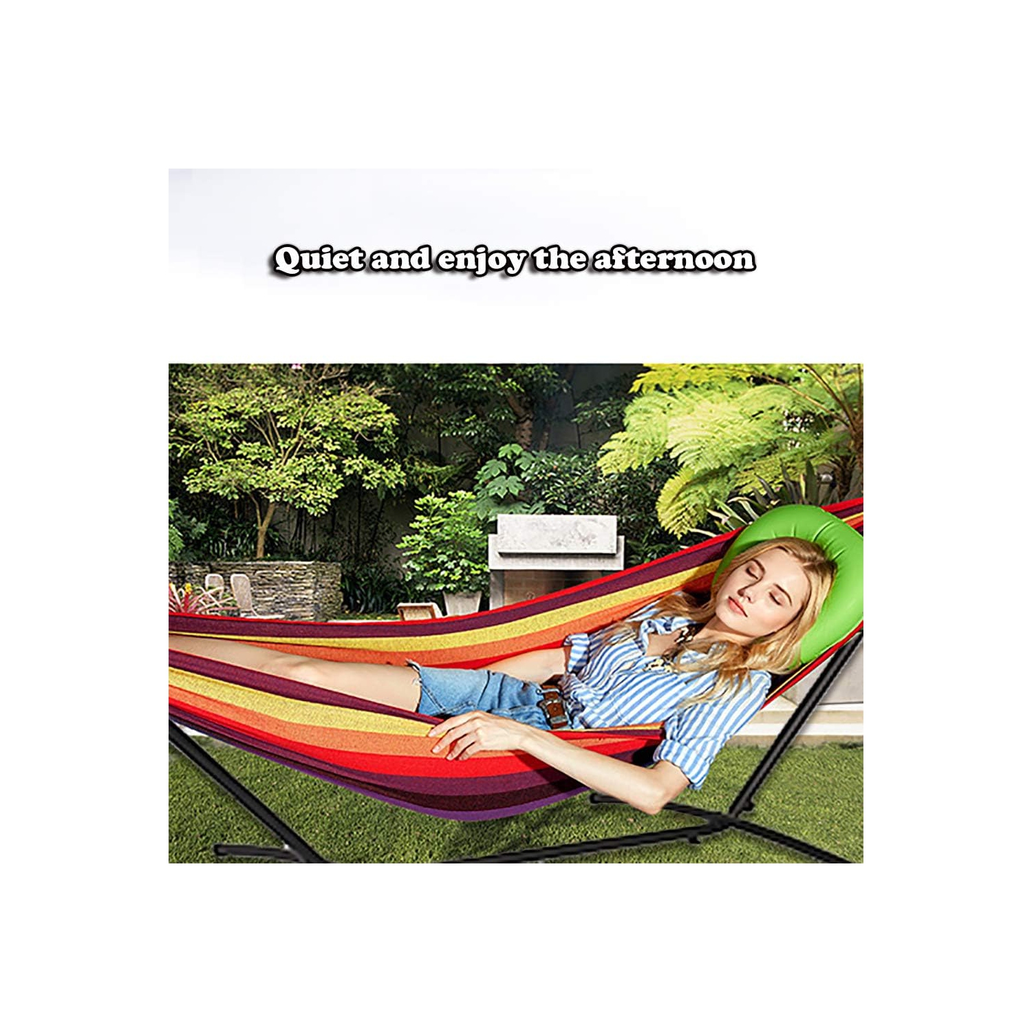 FDW – supports doubles pour hamac, support portatif en acier robuste pour patio extérieur ou intérieur avec sac de transport portatif, rouge