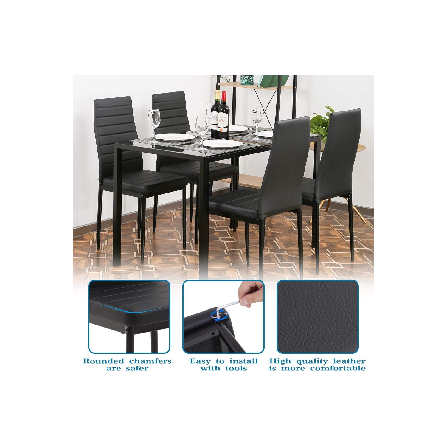 Ensemble table salle à manger Table salle à manger pour petits espaces Table de cuisine et chaises pour 4 Table avec chaises Meubles rectangulaire