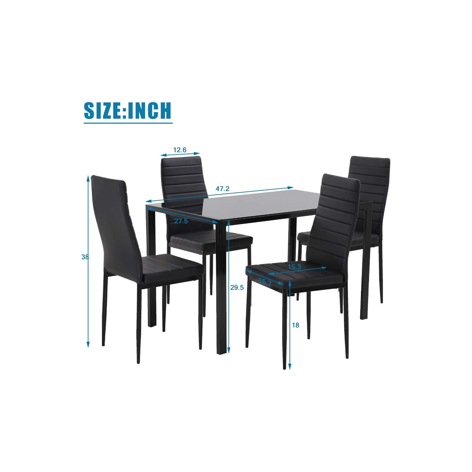 Ensemble table salle à manger Table salle à manger pour petits espaces Table de cuisine et chaises pour 4 Table avec chaises Meubles rectangulaire