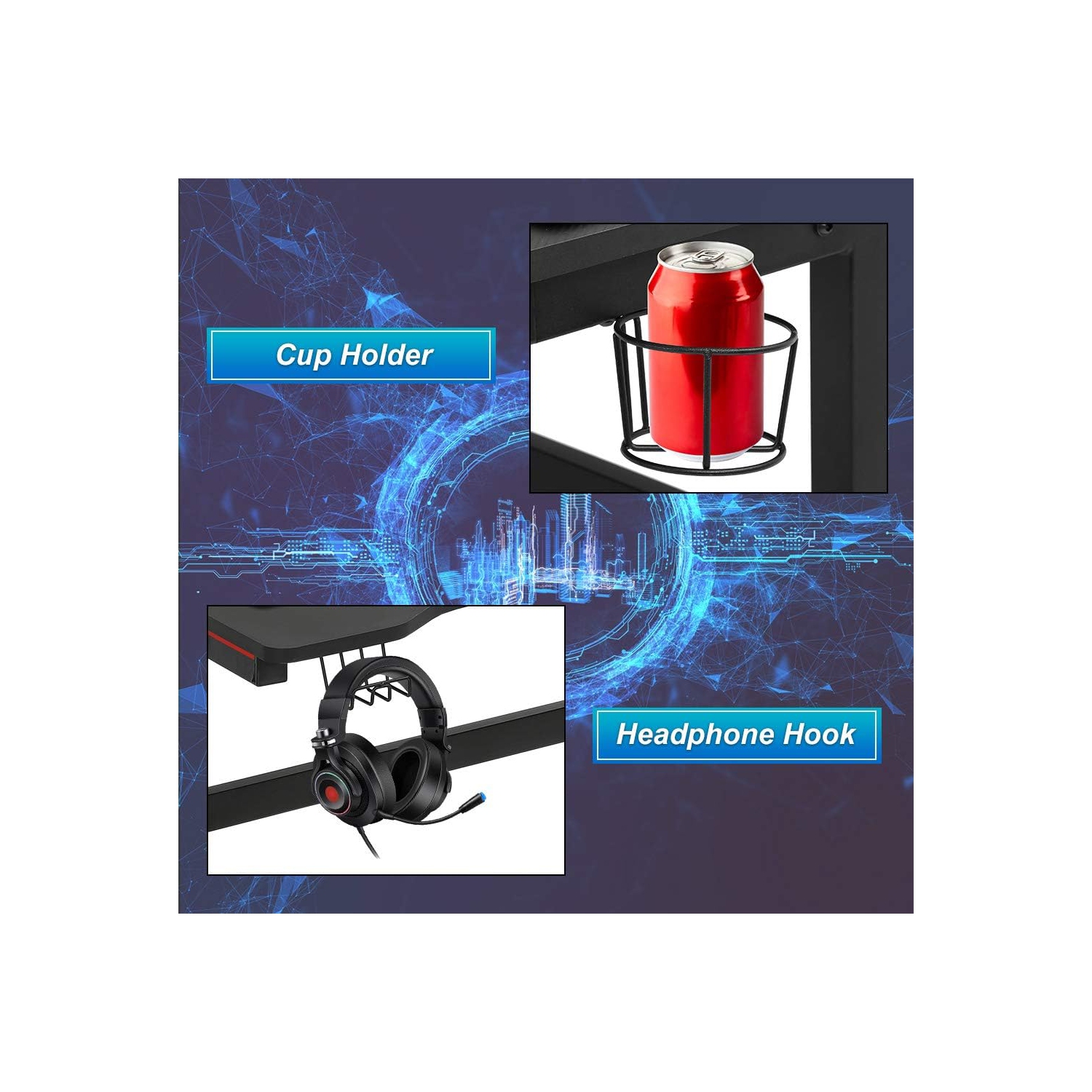 Gaming Desk Computer Desk 47.2 inches Writing Desk Office Desk Student PC Desk Extra Large Modern Ergonomic Racing Style Table Workstation Carbon