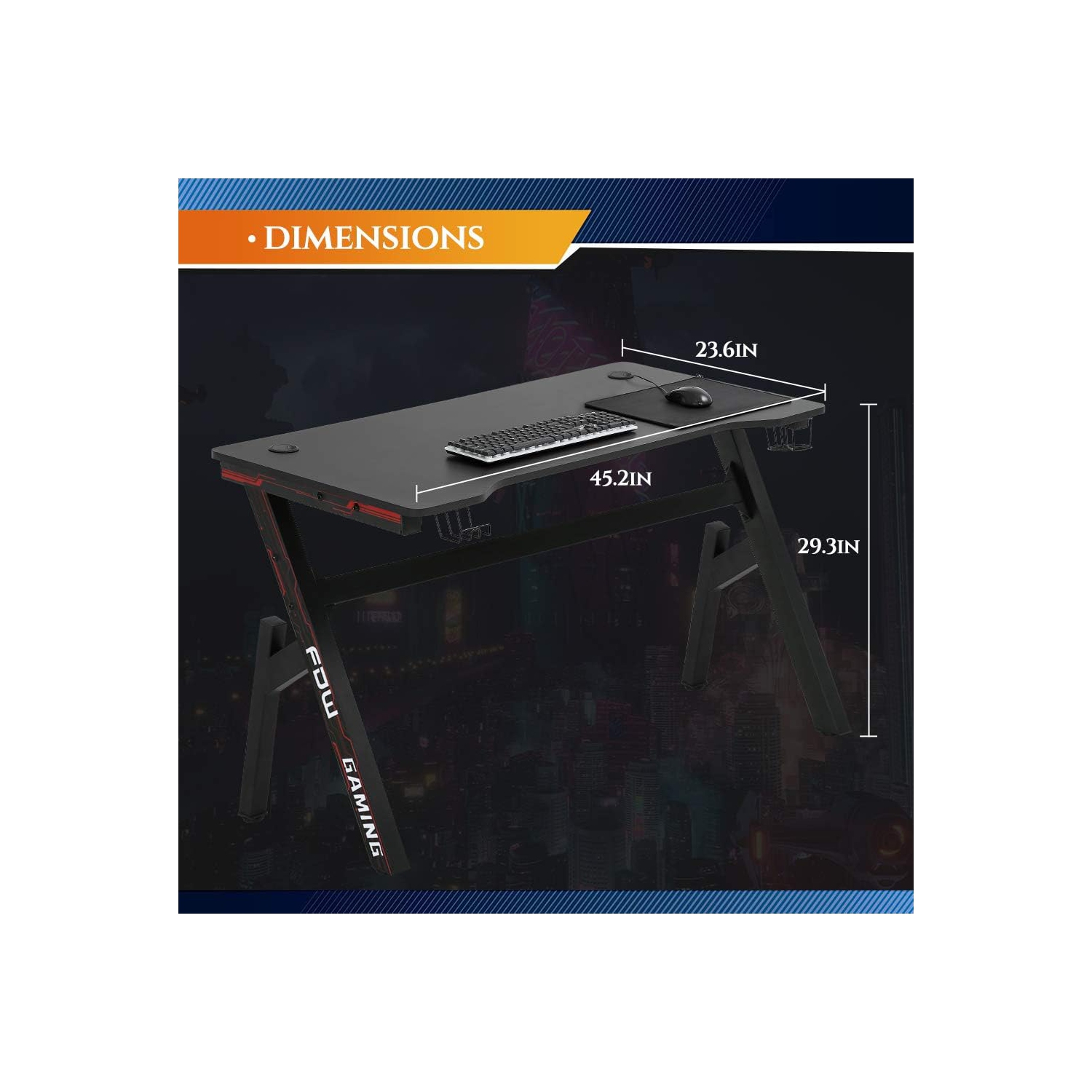 BestOffice Computer Desk,Gaming Desk 45.2 inches PC Desk Writing Desk Office Desk Extra Large Modern Ergonomic Racing Style Table Workstation Carbon