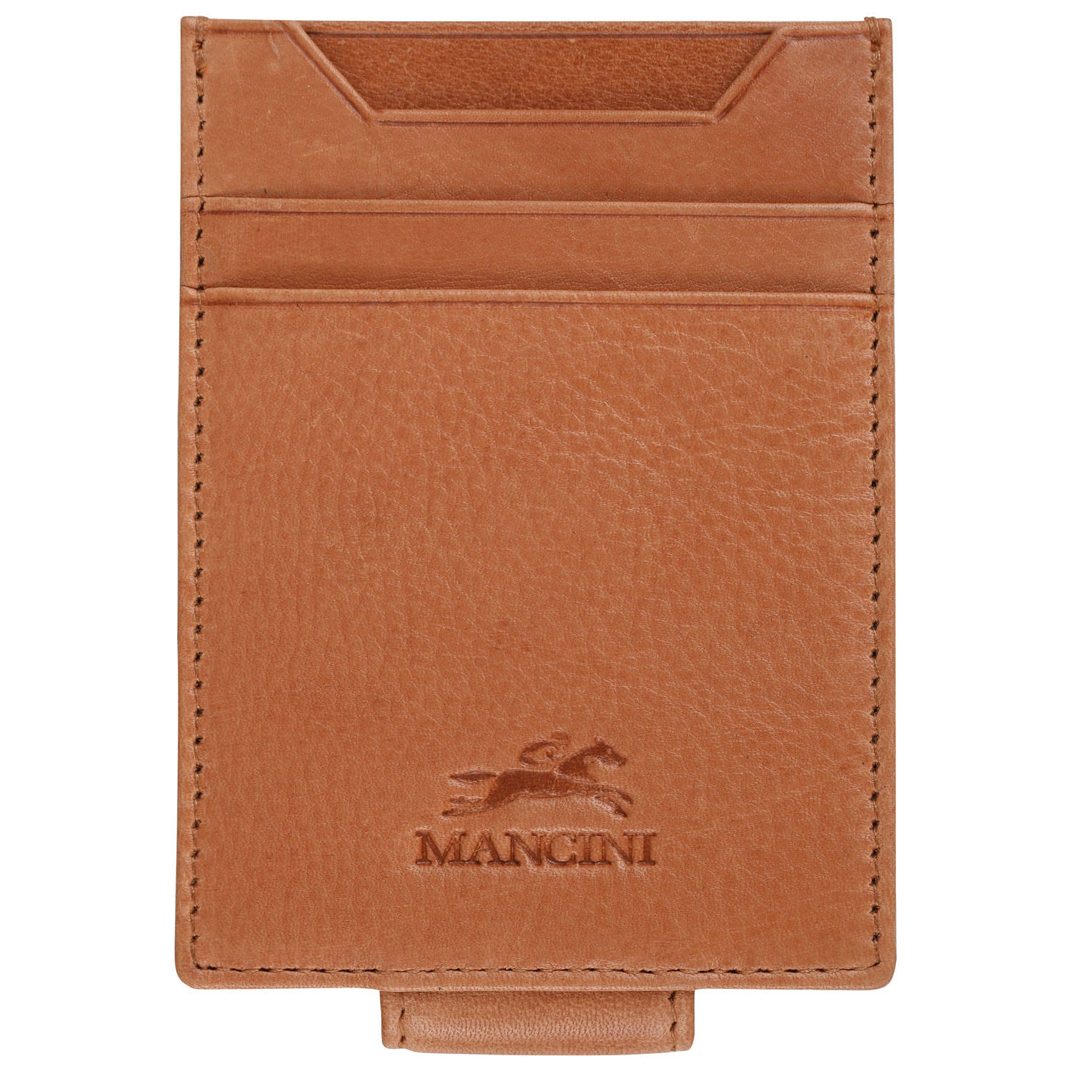 Portefeuille RFID en cuir véritable avec pince à billets Bellagio de Mancini - Cognac