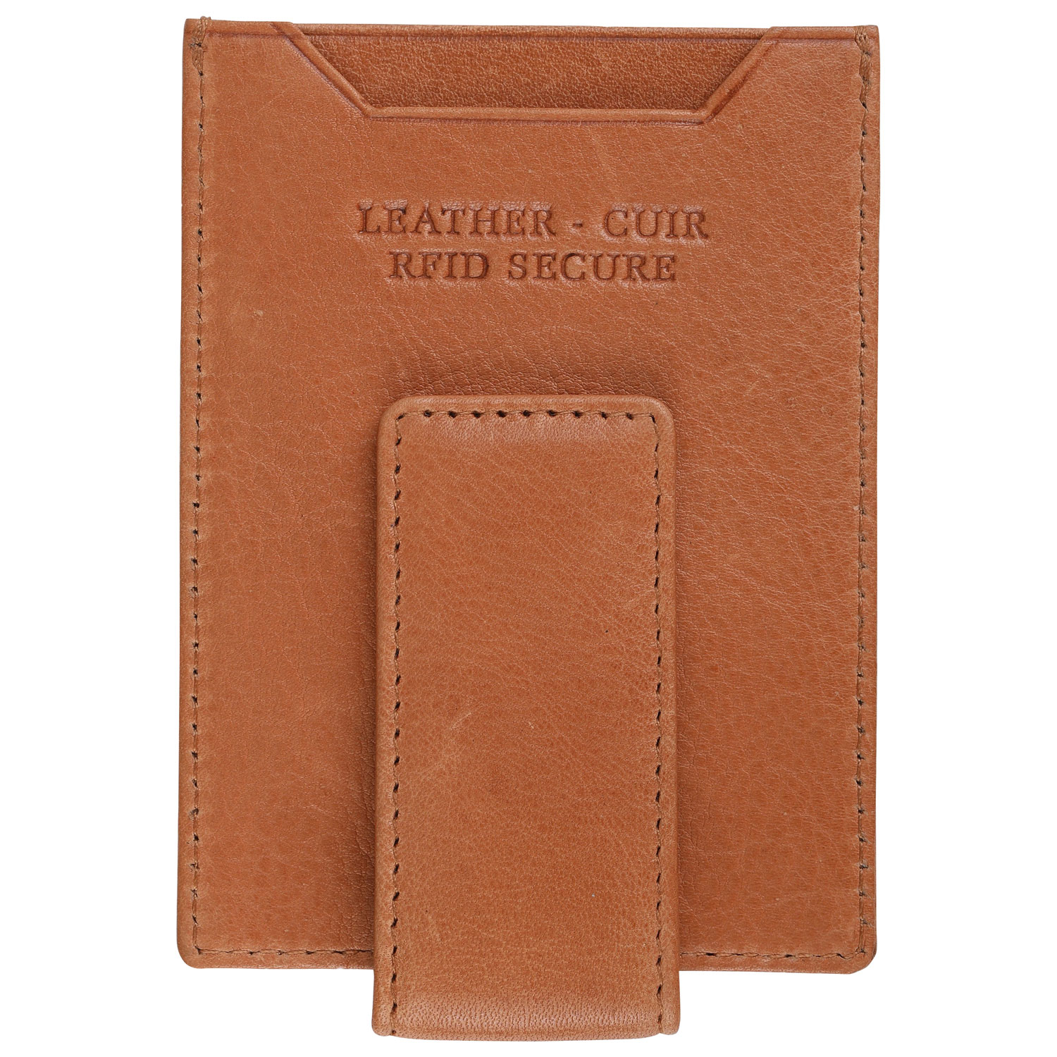 Portefeuille RFID en cuir véritable avec pince à billets Bellagio de Mancini - Cognac