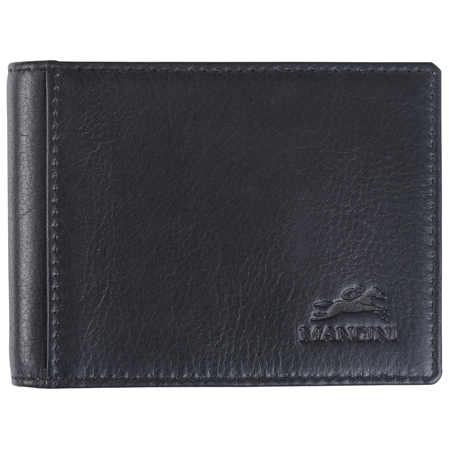 Mancini Bellagio RFID Genuine Leather Money Clip Wallet with ID Window - Black
