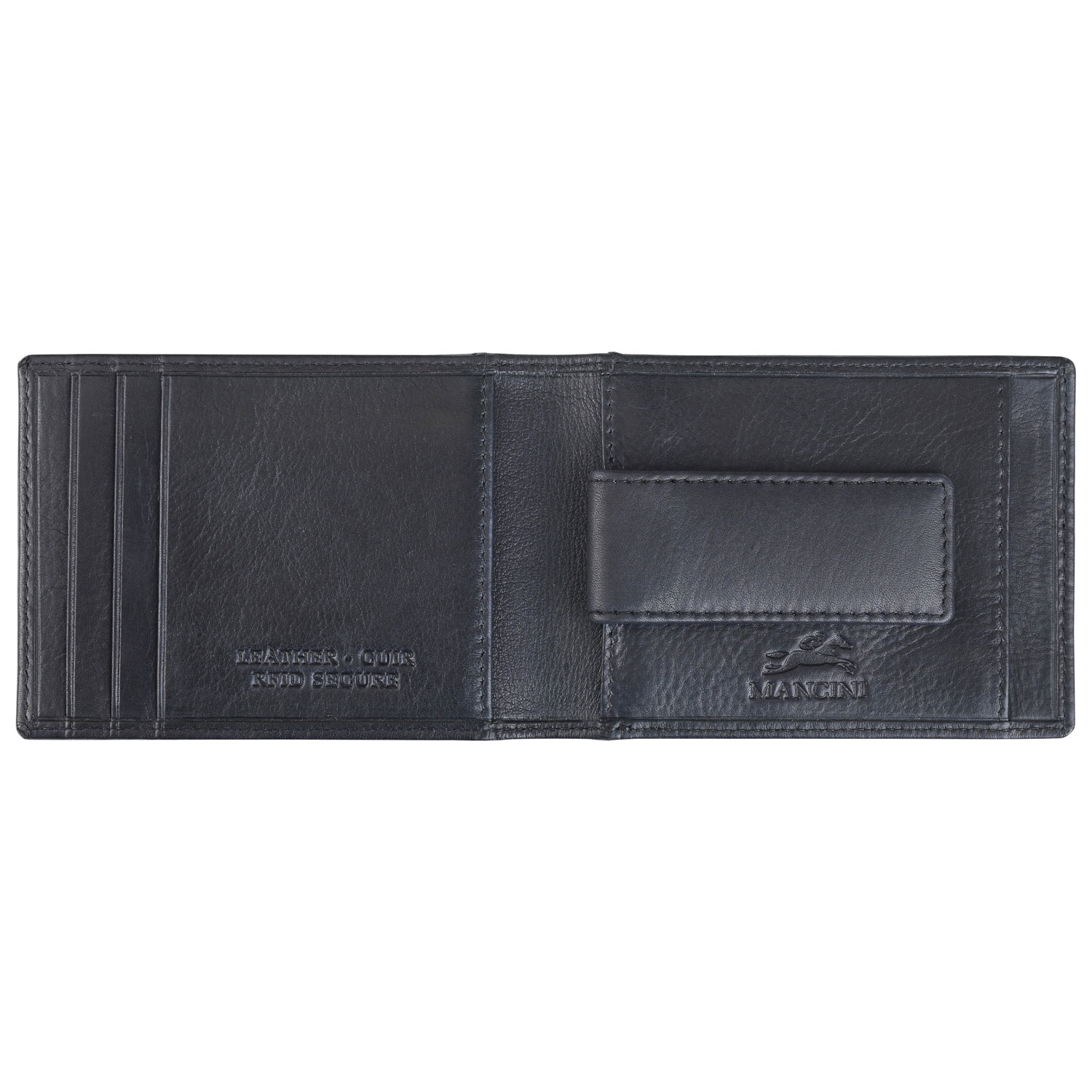 Mancini Bellagio RFID Genuine Leather Money Clip Wallet with ID Window - Black
