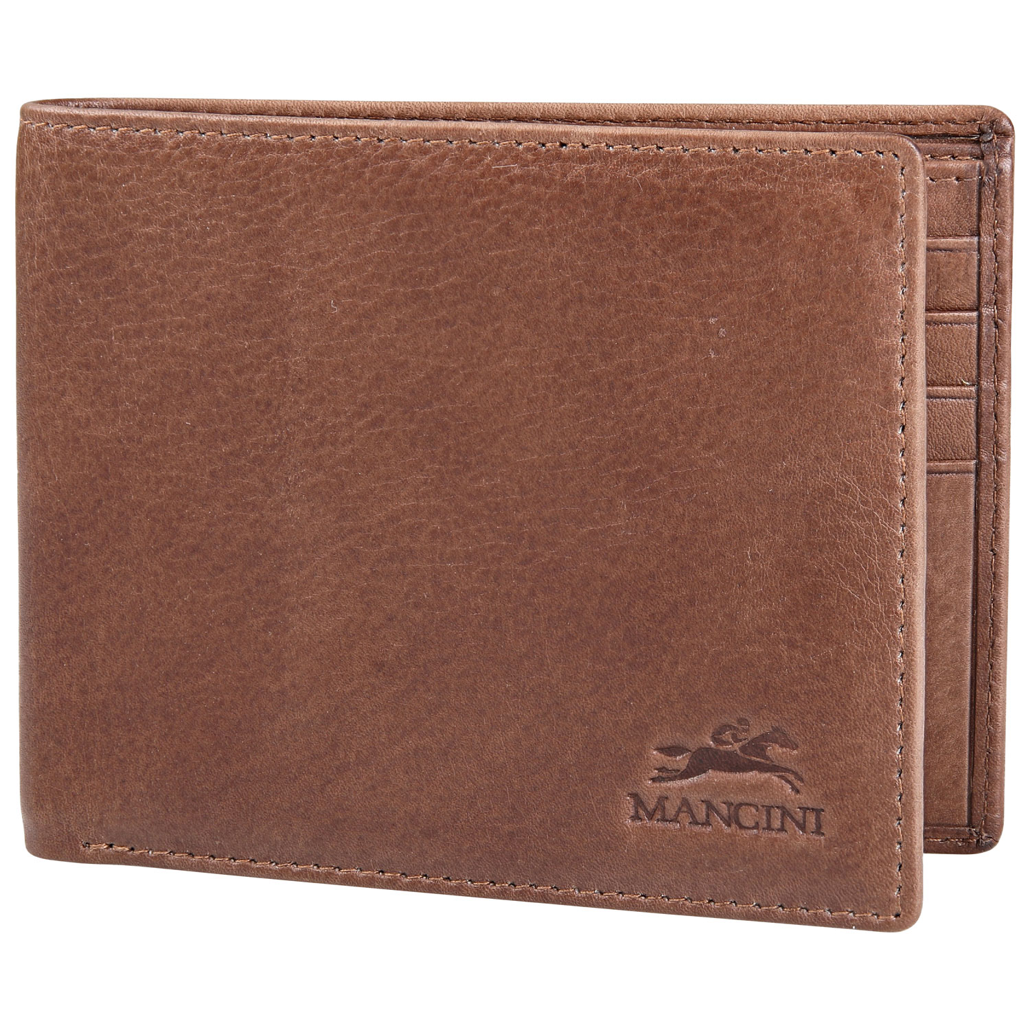 Portefeuille RFID à deux volets en cuir véritable Bellagio de Mancini - Brun