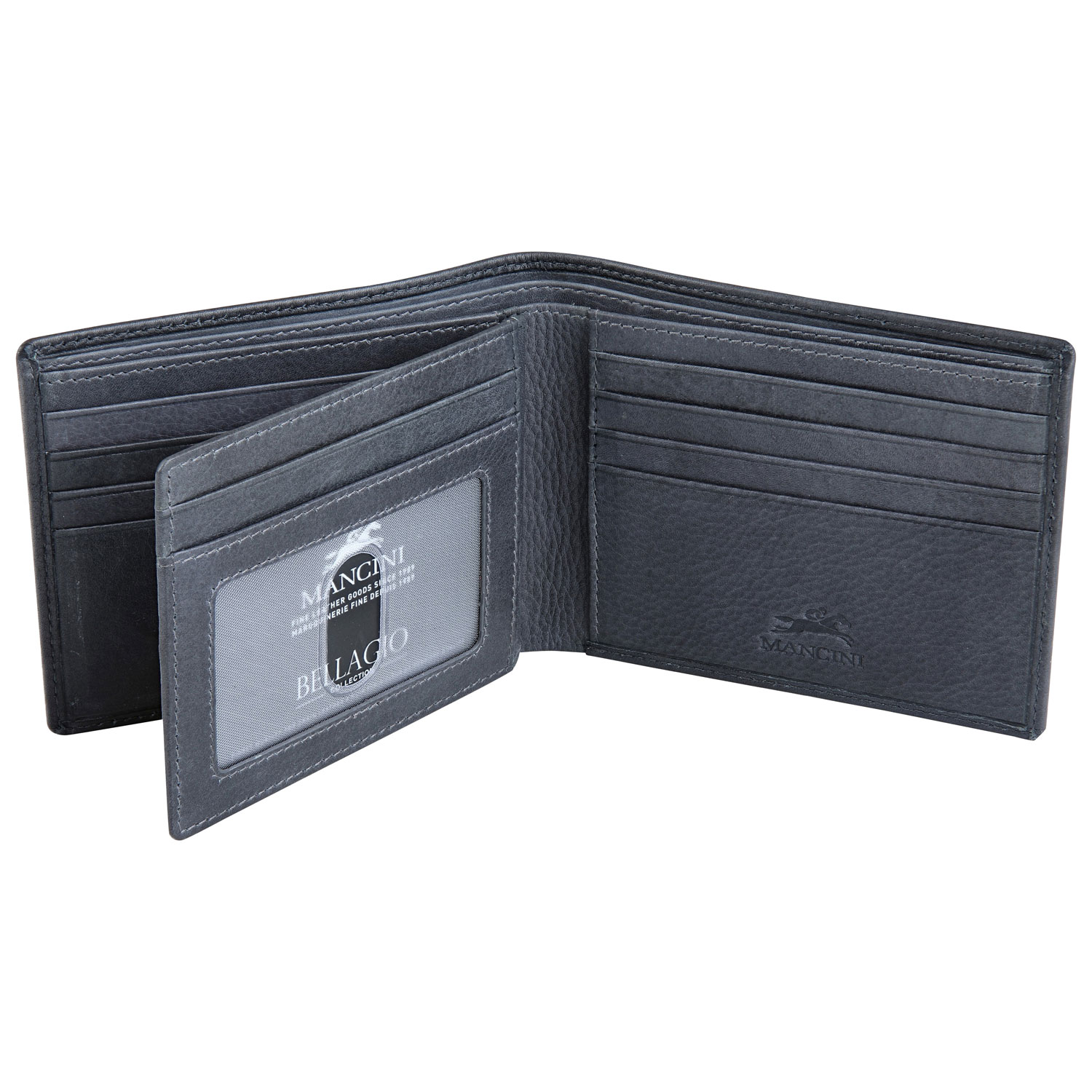 Portefeuille RFID à deux volets en cuir véritable Bellagio de Mancini - Gris