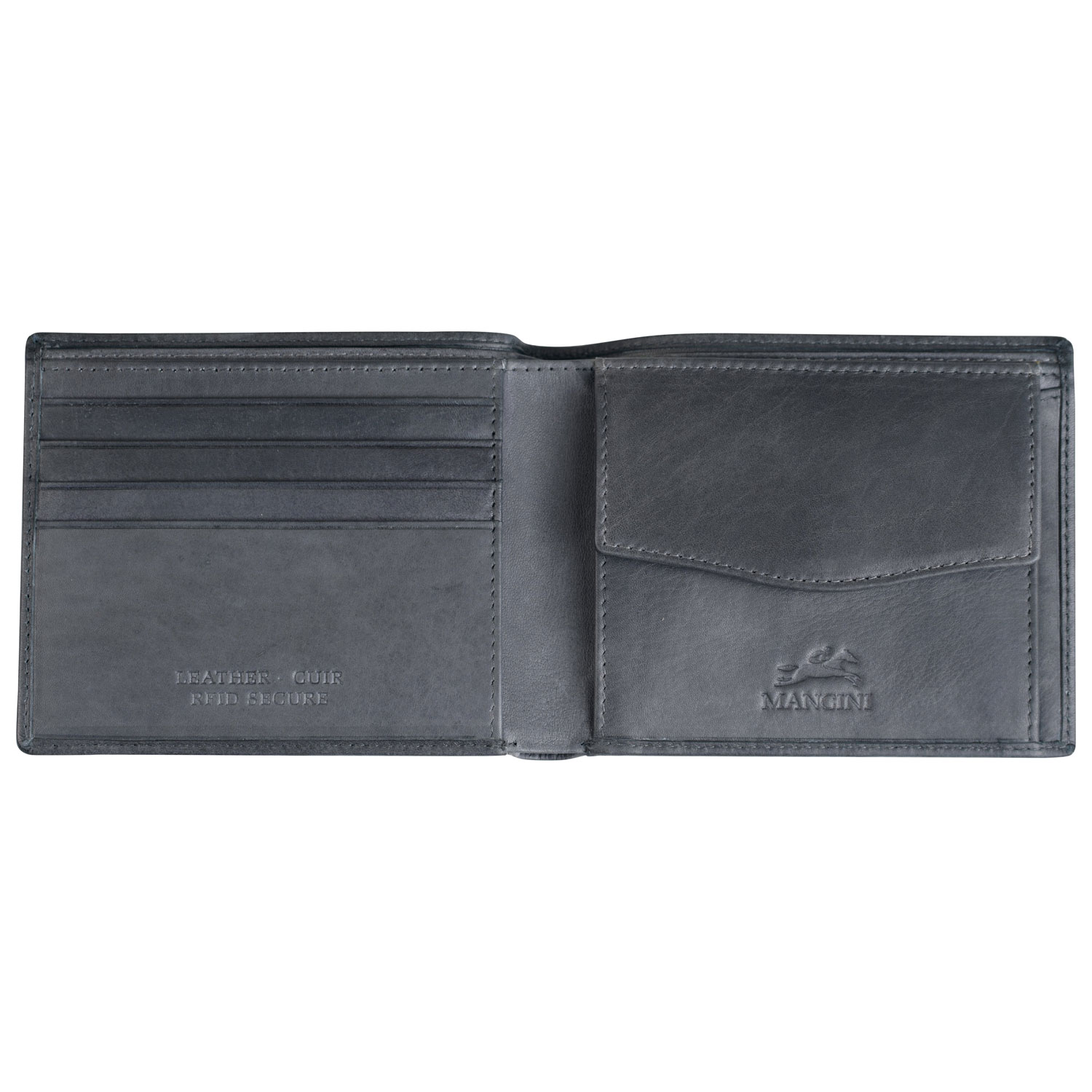 Portefeuille RFID à 2 volets en cuir véritable avec porte-monnaie Bellagio de Mancini - Gris