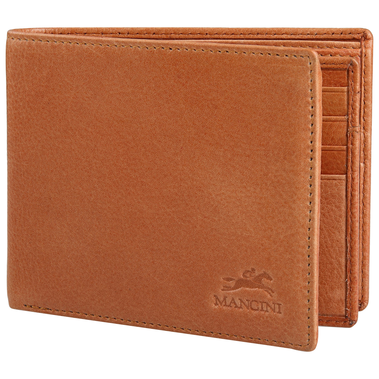 Portefeuille à deux volets en cuir véritable à ailette RFID Bellagio de Mancini - Cognac