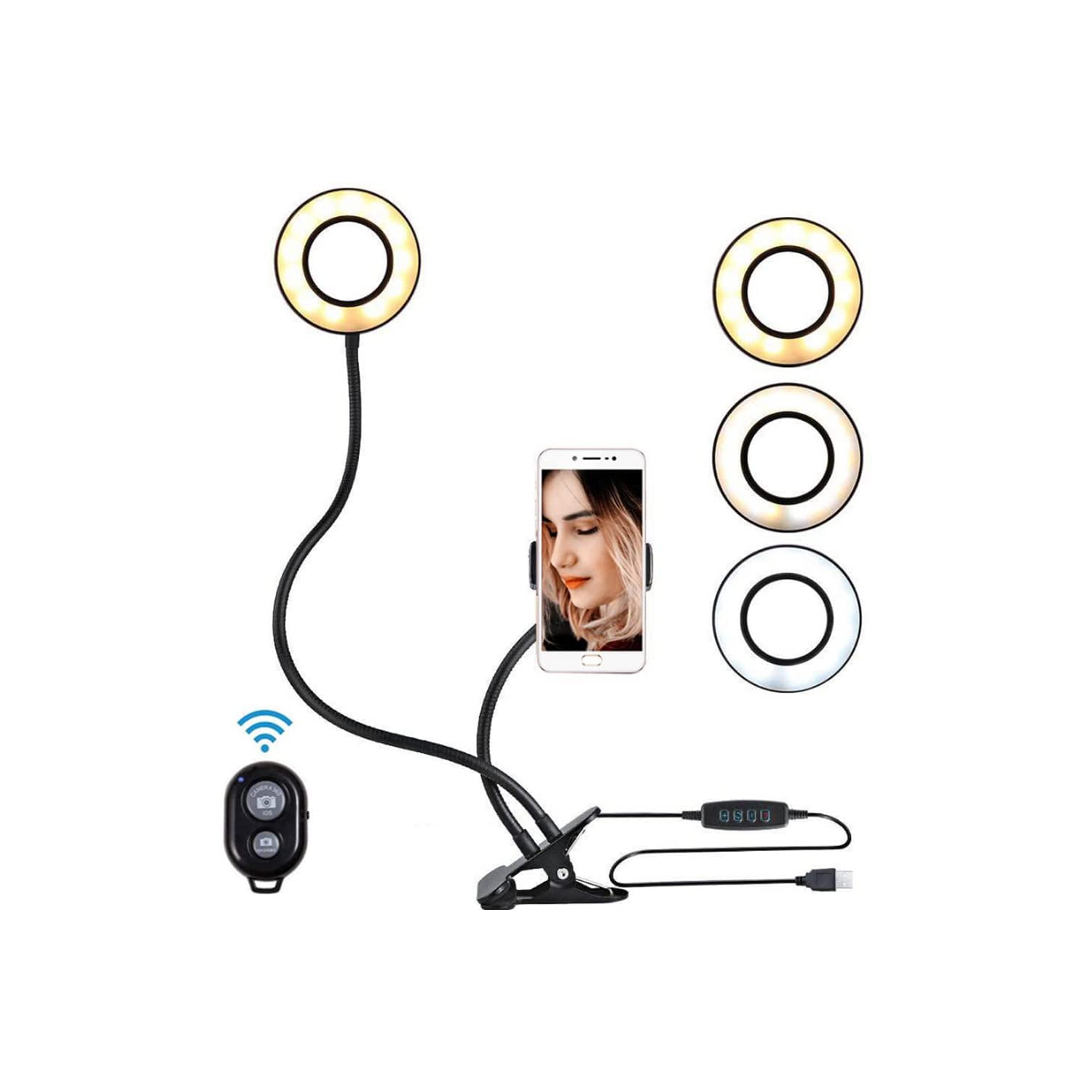 navor Ring Light Clip-on Desk with Cell Phone Holder, Video Conference Lighting Kit for Remote Working, Webcam Lighting for Video Calls, Live