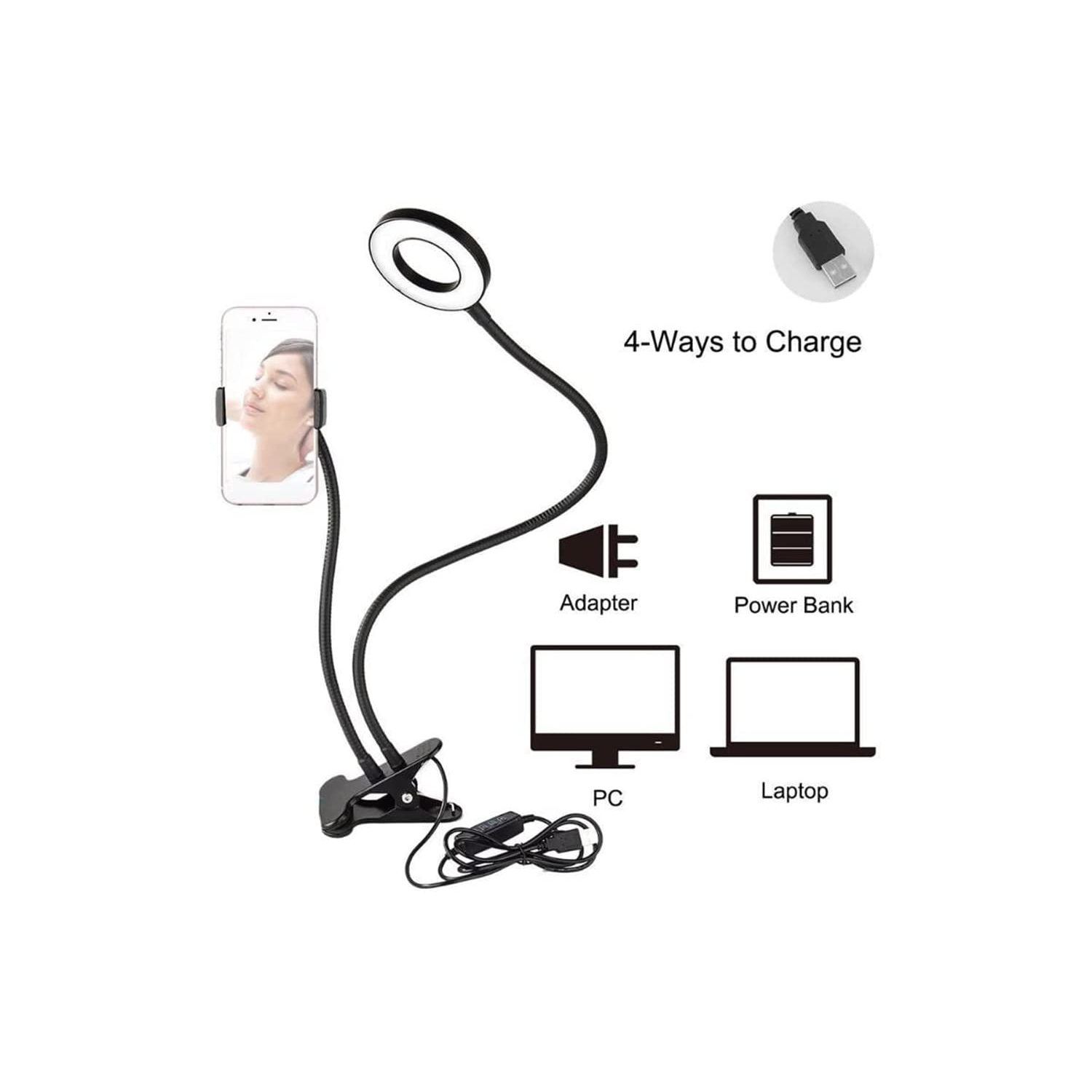 navor Ring Light Clip-on Desk with Cell Phone Holder, Video Conference Lighting Kit for Remote Working, Webcam Lighting for Video Calls, Live