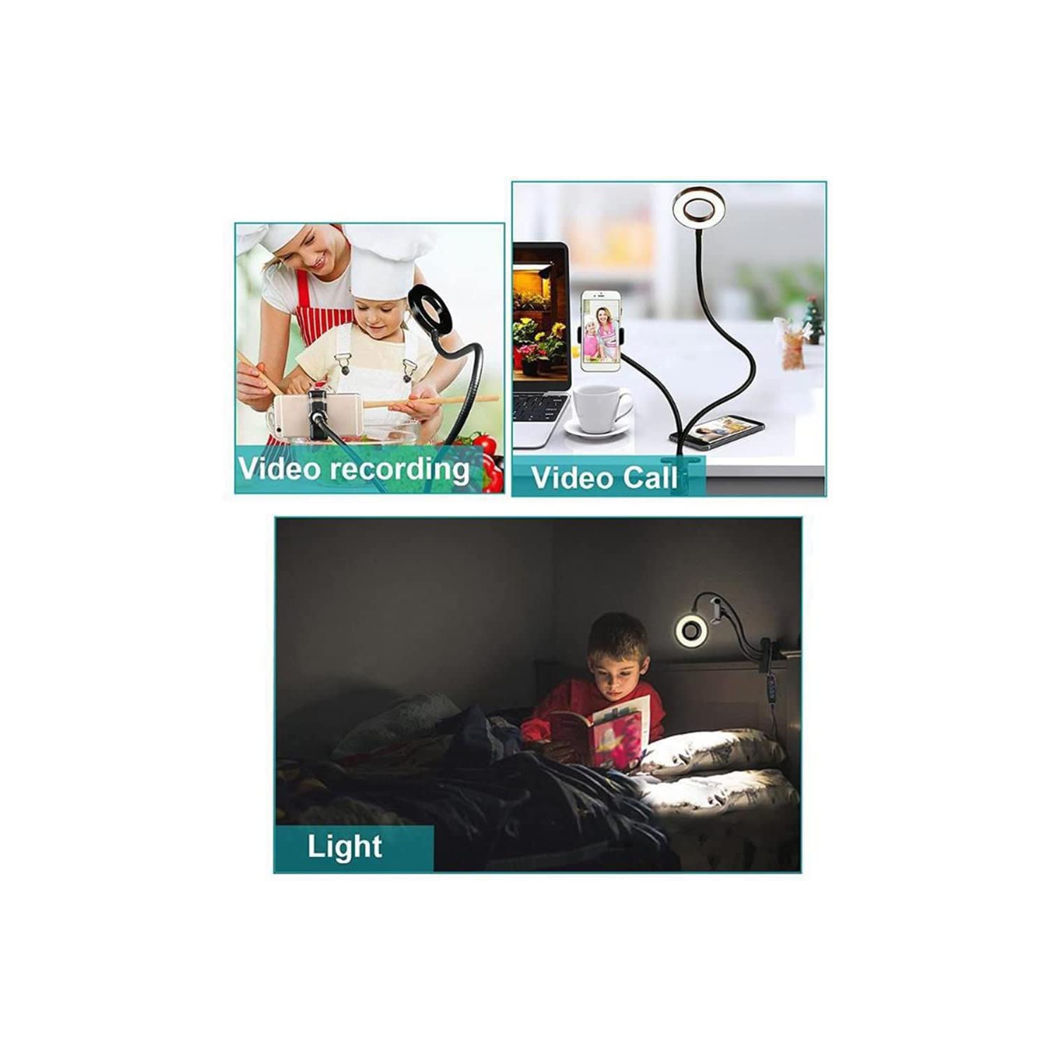 navor Ring Light Clip-on Desk with Cell Phone Holder, Video Conference Lighting Kit for Remote Working, Webcam Lighting for Video Calls, Live