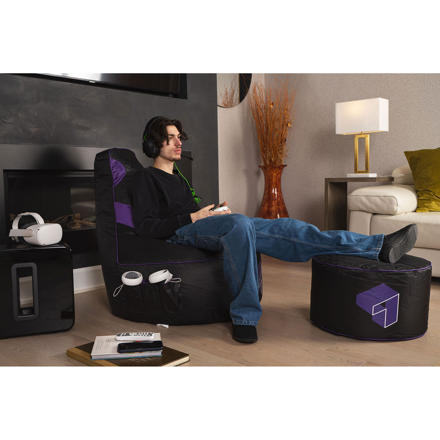 Gouchee Home Siteazee Polyester Pouf - Purple