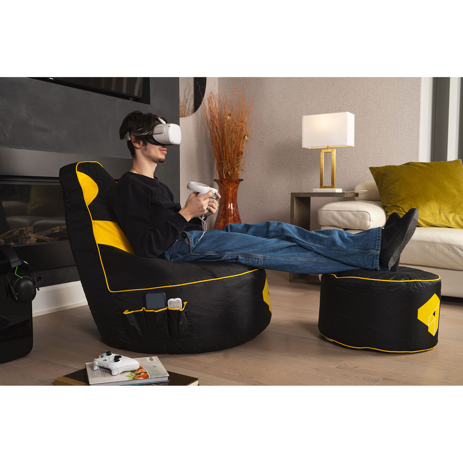 Gouchee Home Siteazee Polyester Pouf - Yellow