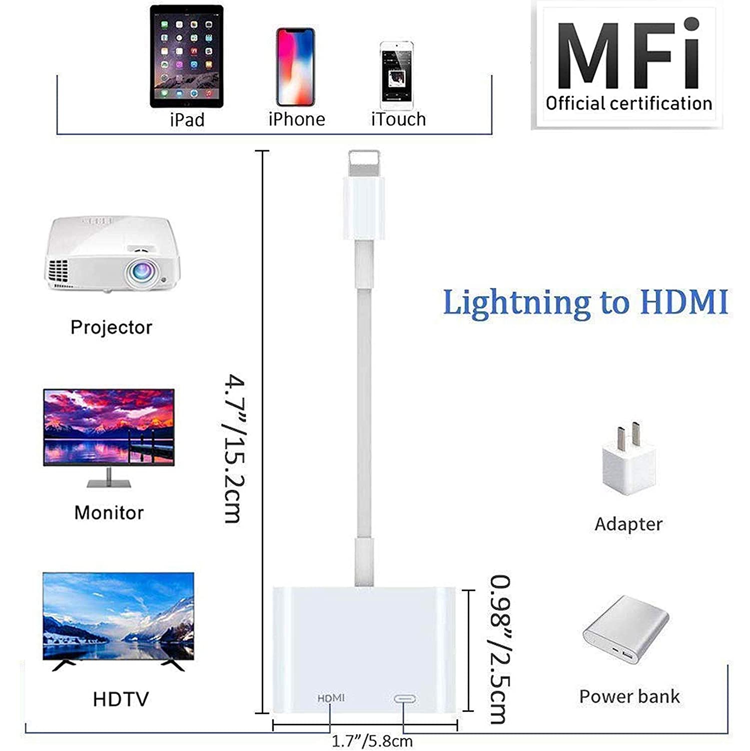 ISTAR Lightning to HDMI Adapter 1080P Video & Audio Sync Screen Converter with Charging Port for iPhone to HD TV Projector Monitor