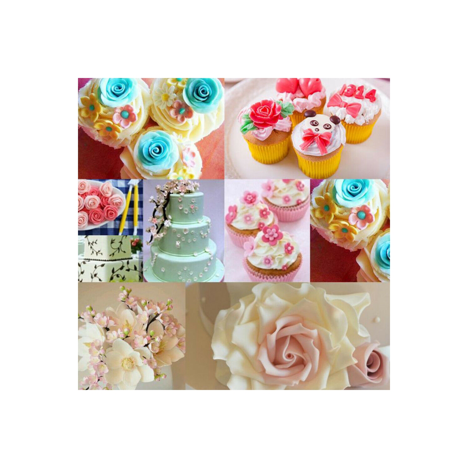 ISTAR 8pcs/Lot Fondant Cake Pastry Carving Cutter 16 Patterns Flower Sugar Craft Modelling Tools Clay Fondant Cake Decorating Tool