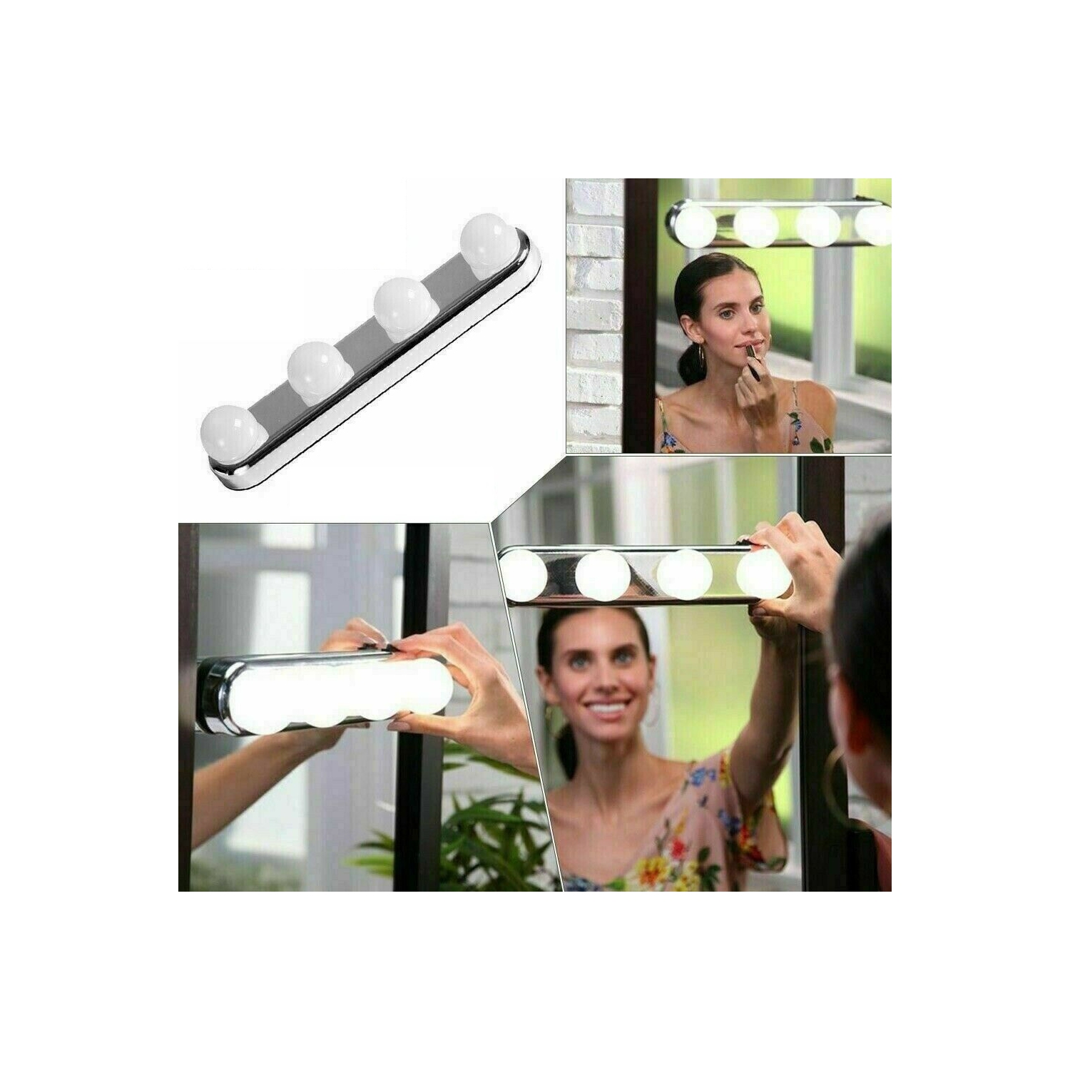 ISTAR Portable LED Lights for Vanity Mirror - Battery Operated Wireless Vanity Lights - Suction Cup Stick On 4 Super Bright Bulbs LED Vanity Light