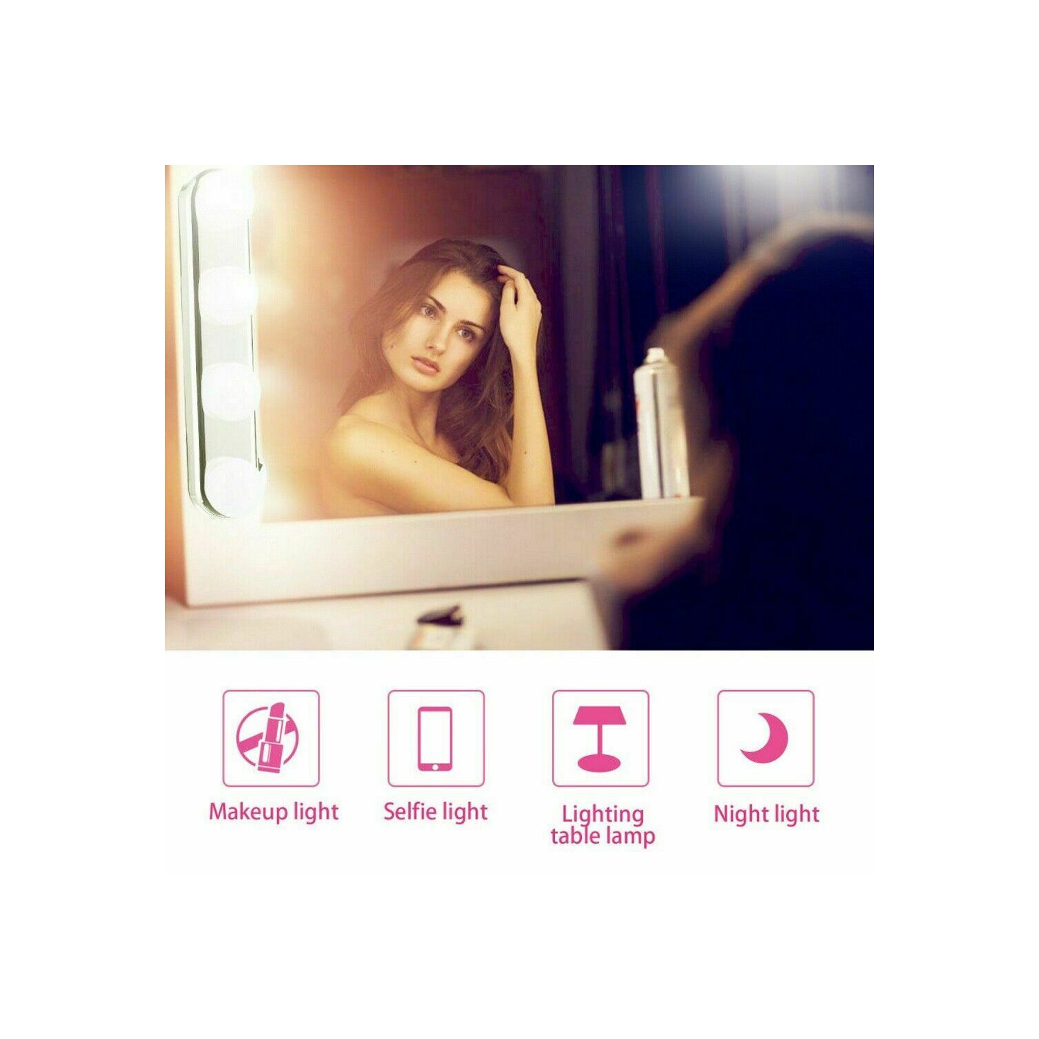 ISTAR Portable LED Lights for Vanity Mirror - Battery Operated Wireless Vanity Lights - Suction Cup Stick On 4 Super Bright Bulbs LED Vanity Light