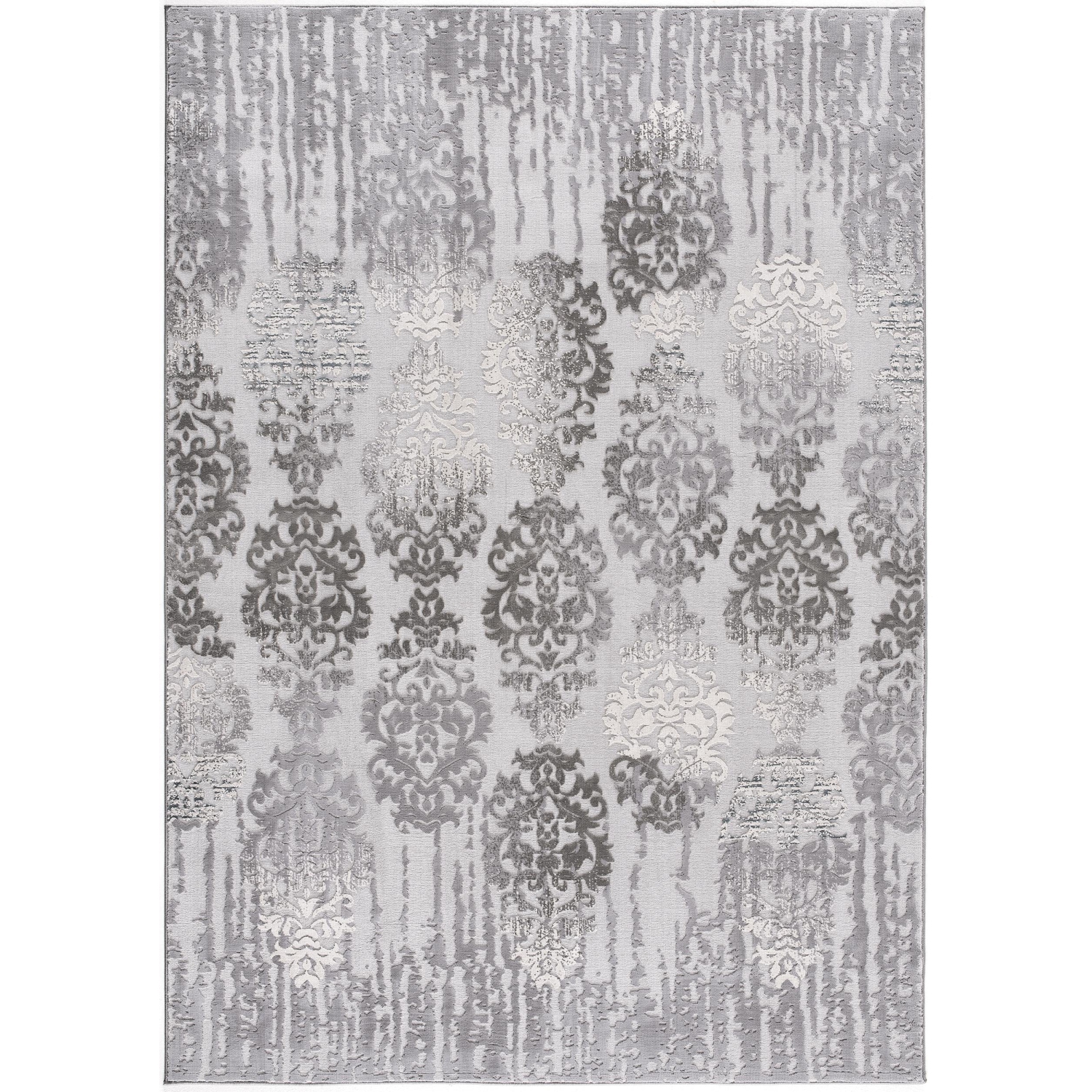 Rug Branch Ravenna Transitional Distressed Damask Grey/Beige Indoor Area Rug