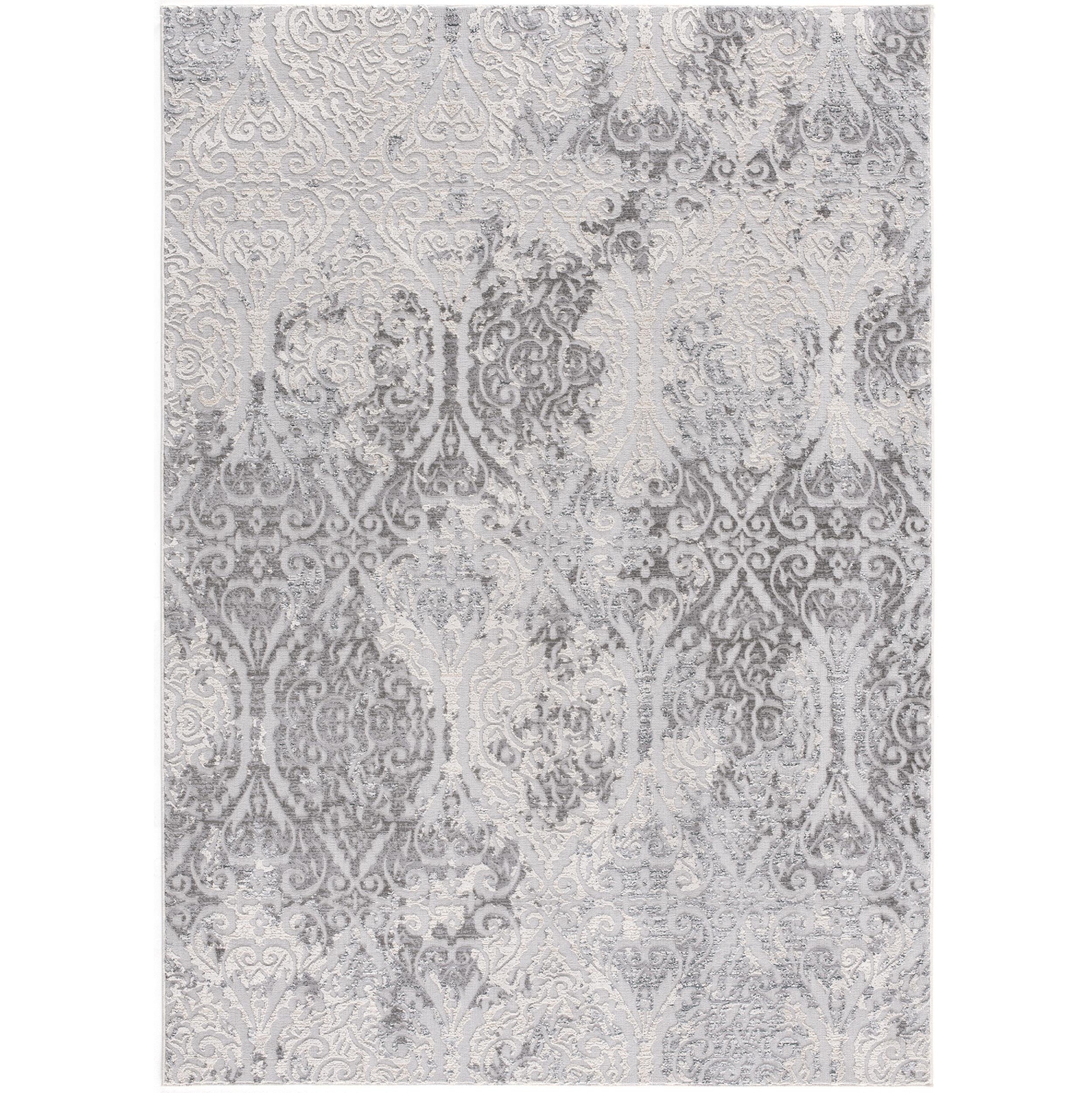 Rug Branch Serica Transitional Distressed Damask Grey/Beige Indoor Area Rug