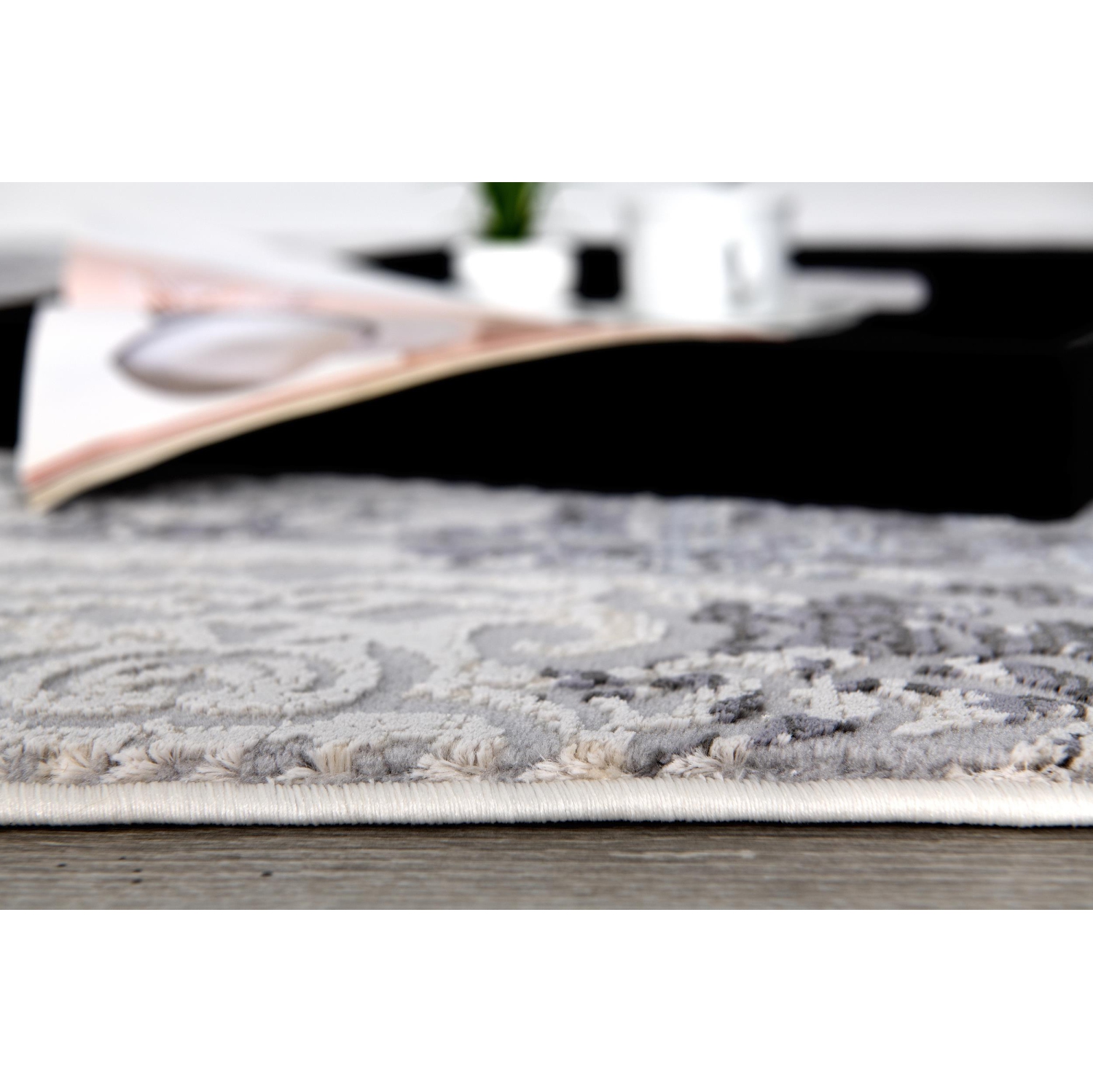 Rug Branch Serica Transitional Distressed Damask Grey/Beige Indoor Area Rug