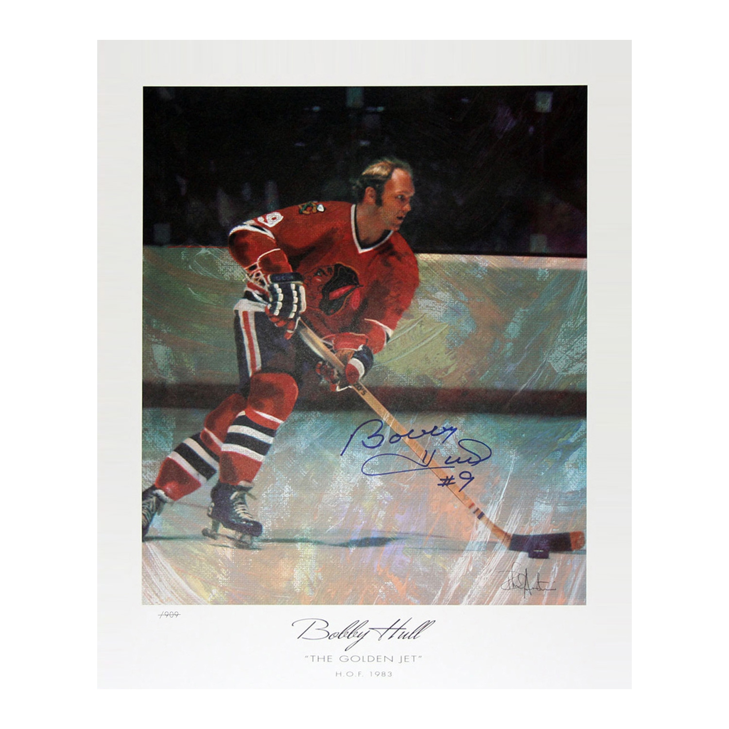 Autographed Bobby Hull LithographRare Sample Print