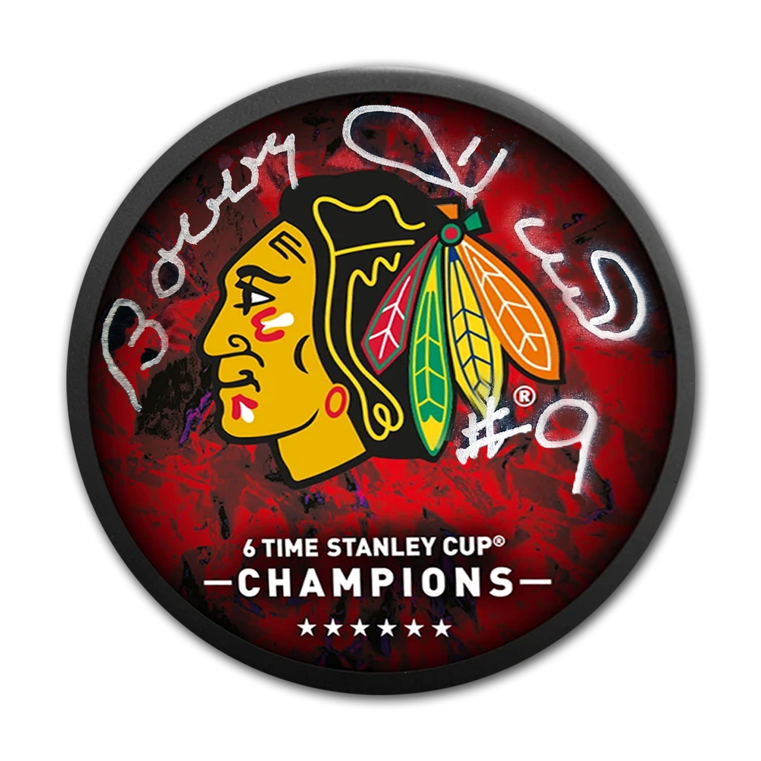 Bobby Hull Signed Puck 6 Stanley Cup Champs Chicago