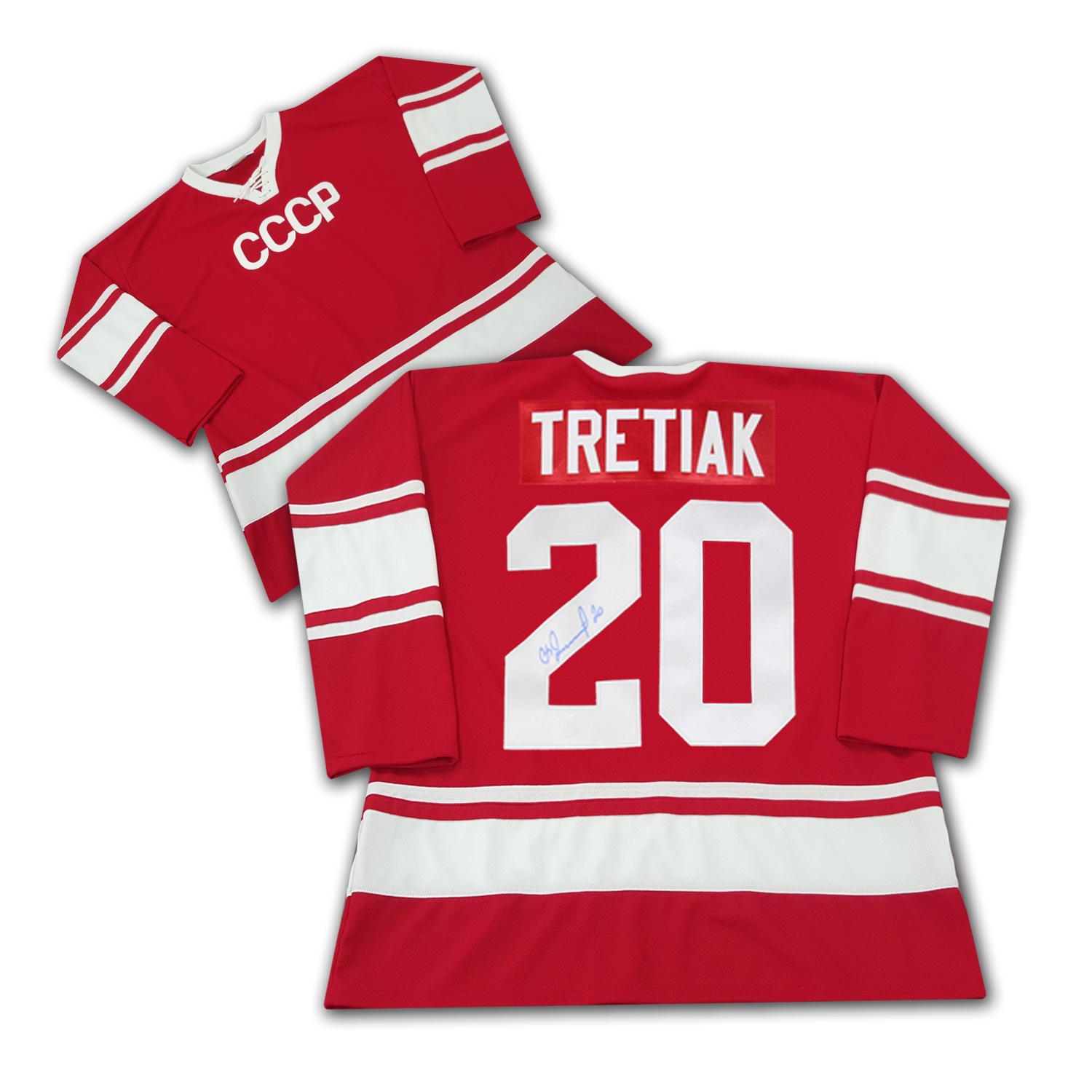Maillot CCCP Rouge Autographié Vladislav Tretiak