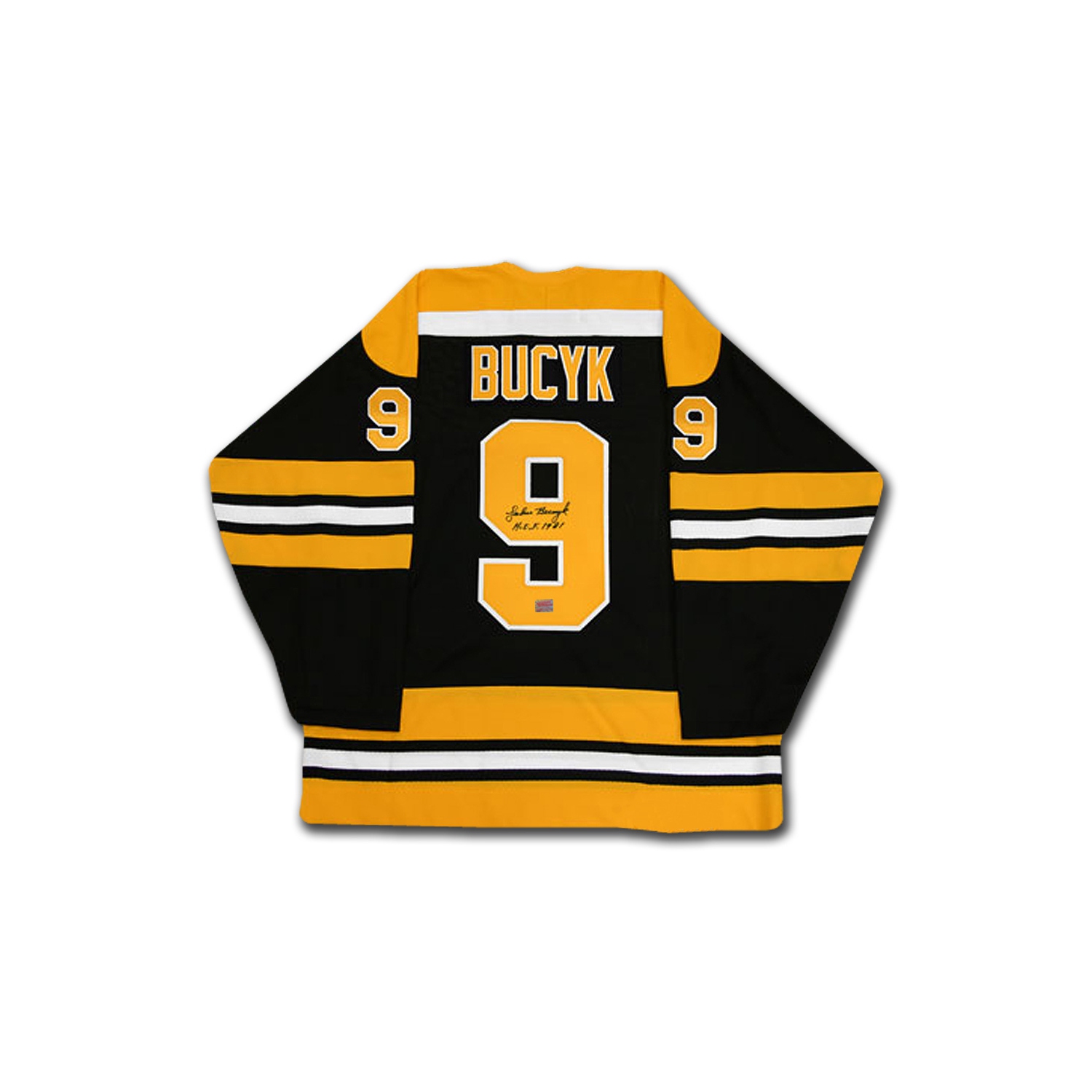 Johnny Bucyk Autographed Black Boston Bruins Jersey