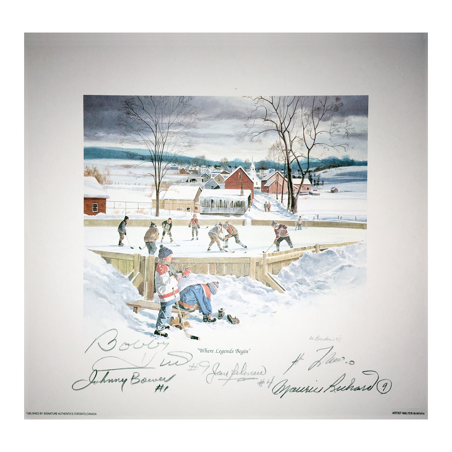 Signed Bower, Lafleur, Beliveau, Hull, Richard Litho